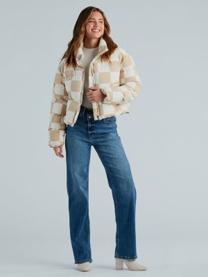 Check It Off Corduroy Checkered Puffer Jacket