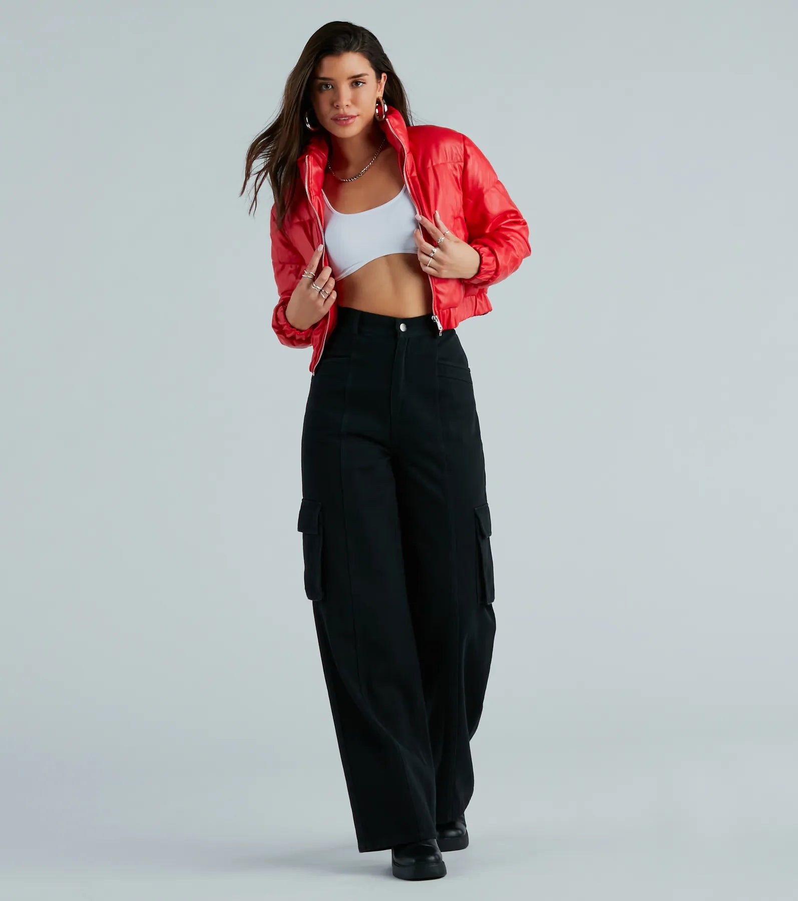 Always Slick Faux Leather Puffer Jacket - Image 4