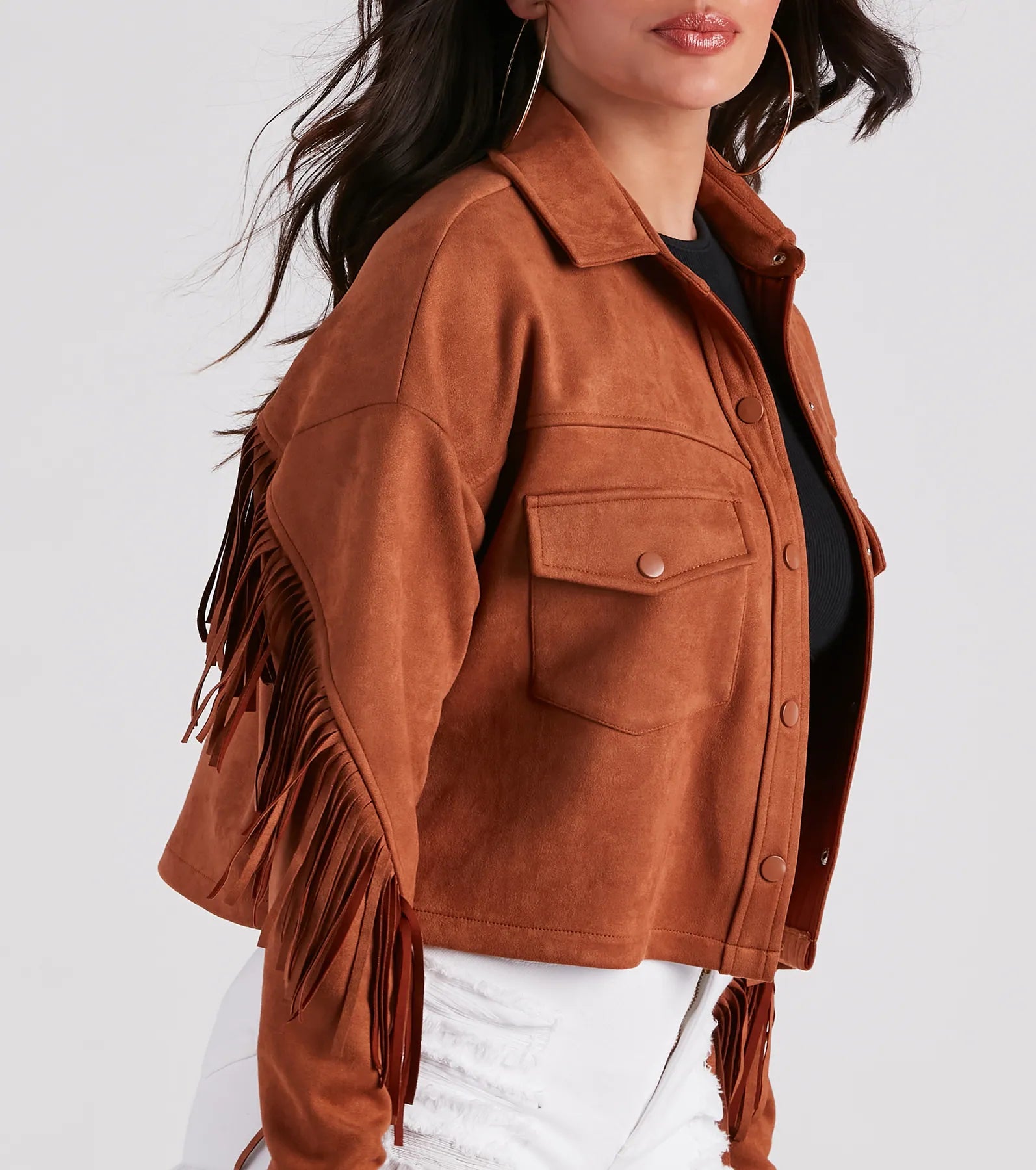 Festival 'Fit Fringe Cropped Shacket - Image 16