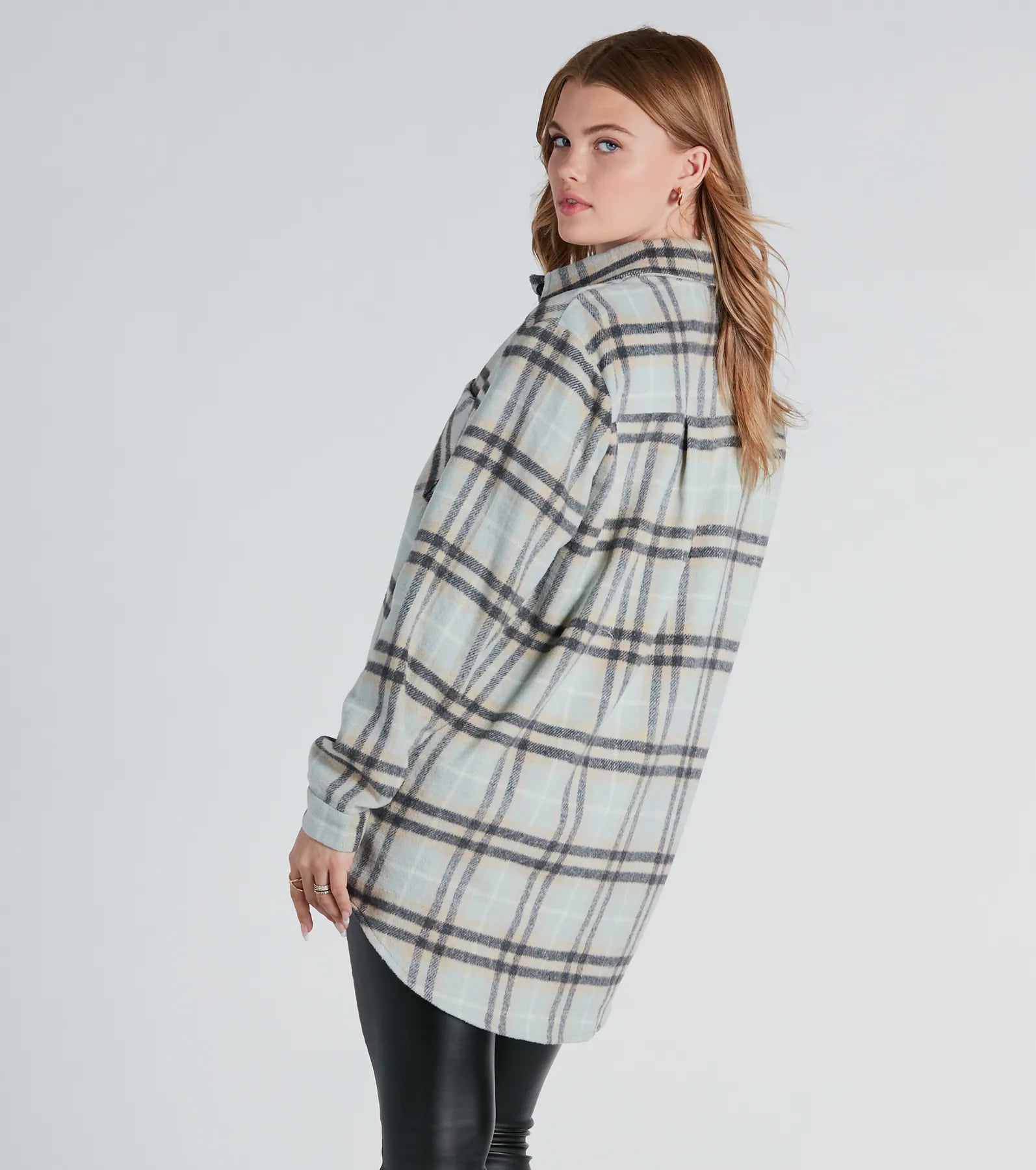 Check Ya Later Plaid Flannel Shacket - Image 2