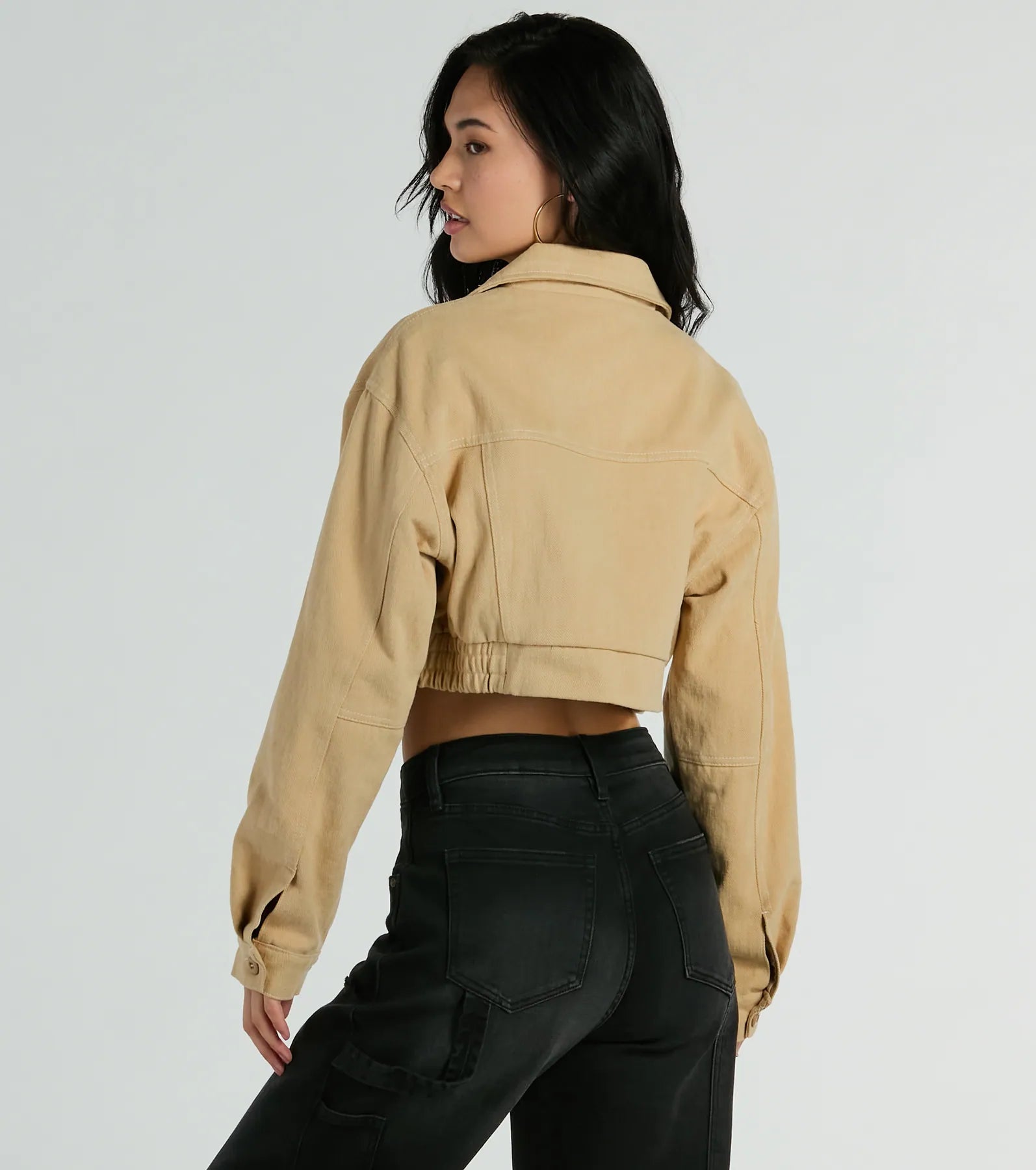 Never Average Cinched Crop Bomber Jacket - Image 3