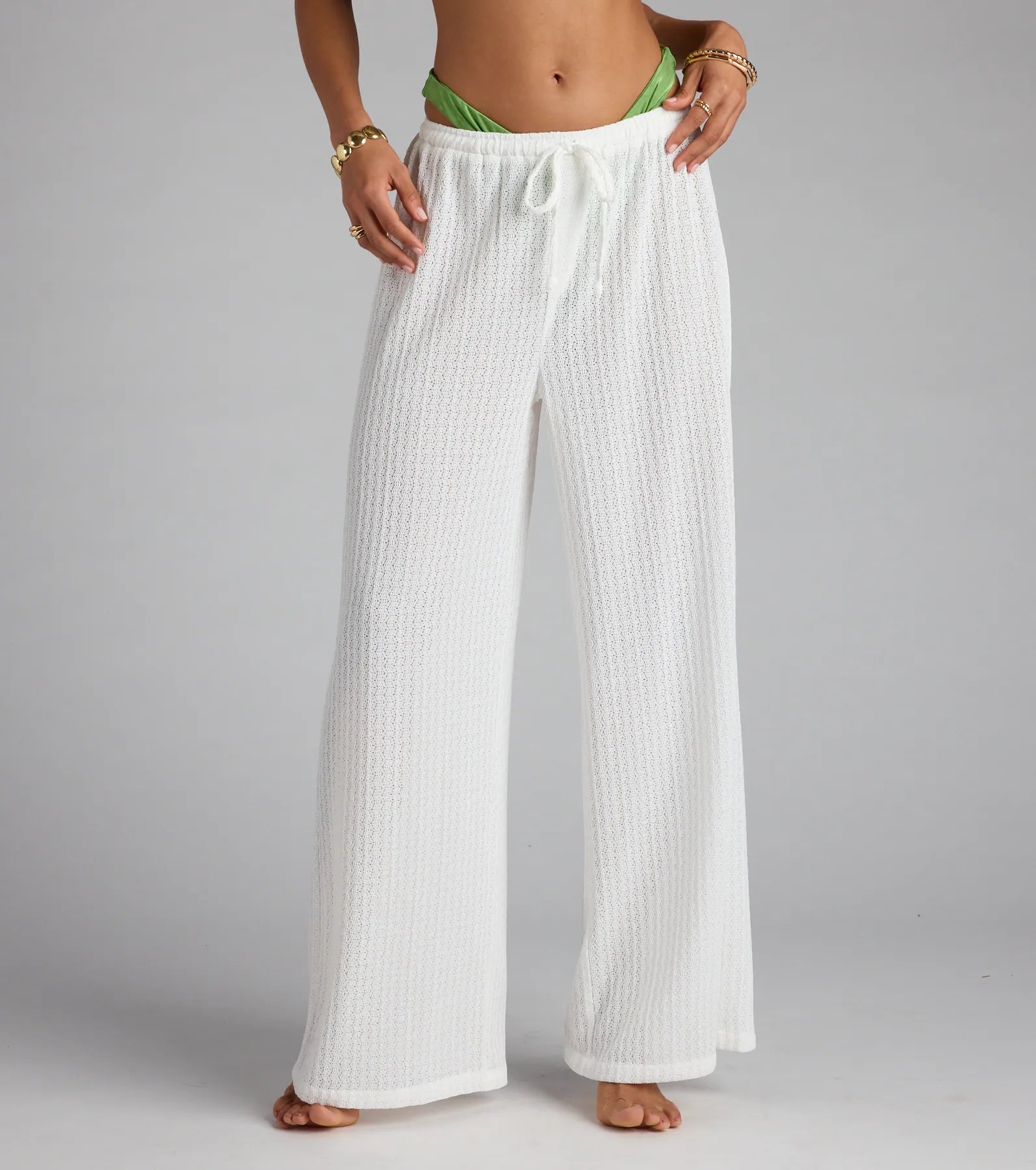 Beachy Sheer Woven Palazzo Pants - Image 4