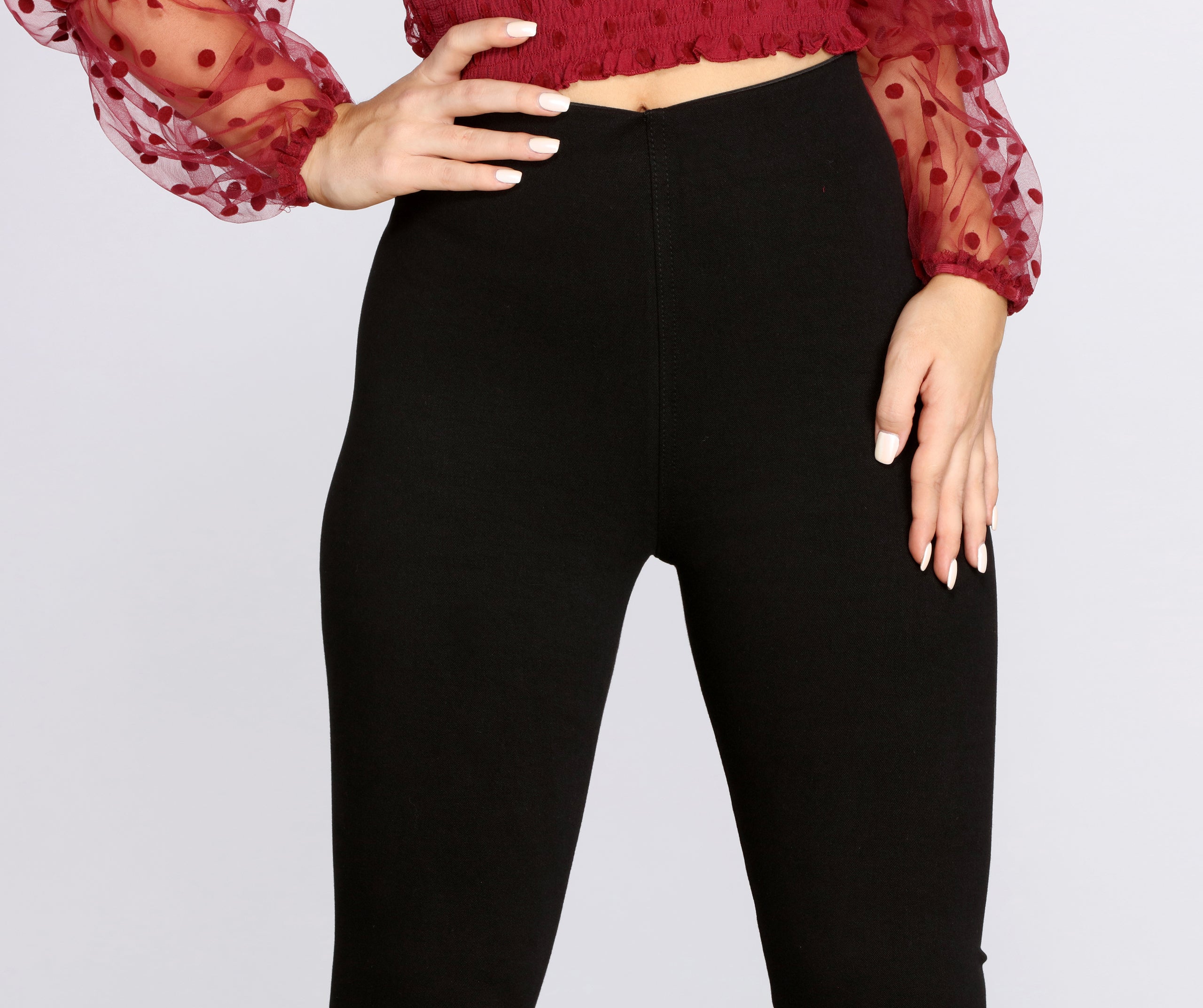 High Rise Twill Skinny Stretch Pants - Image 3