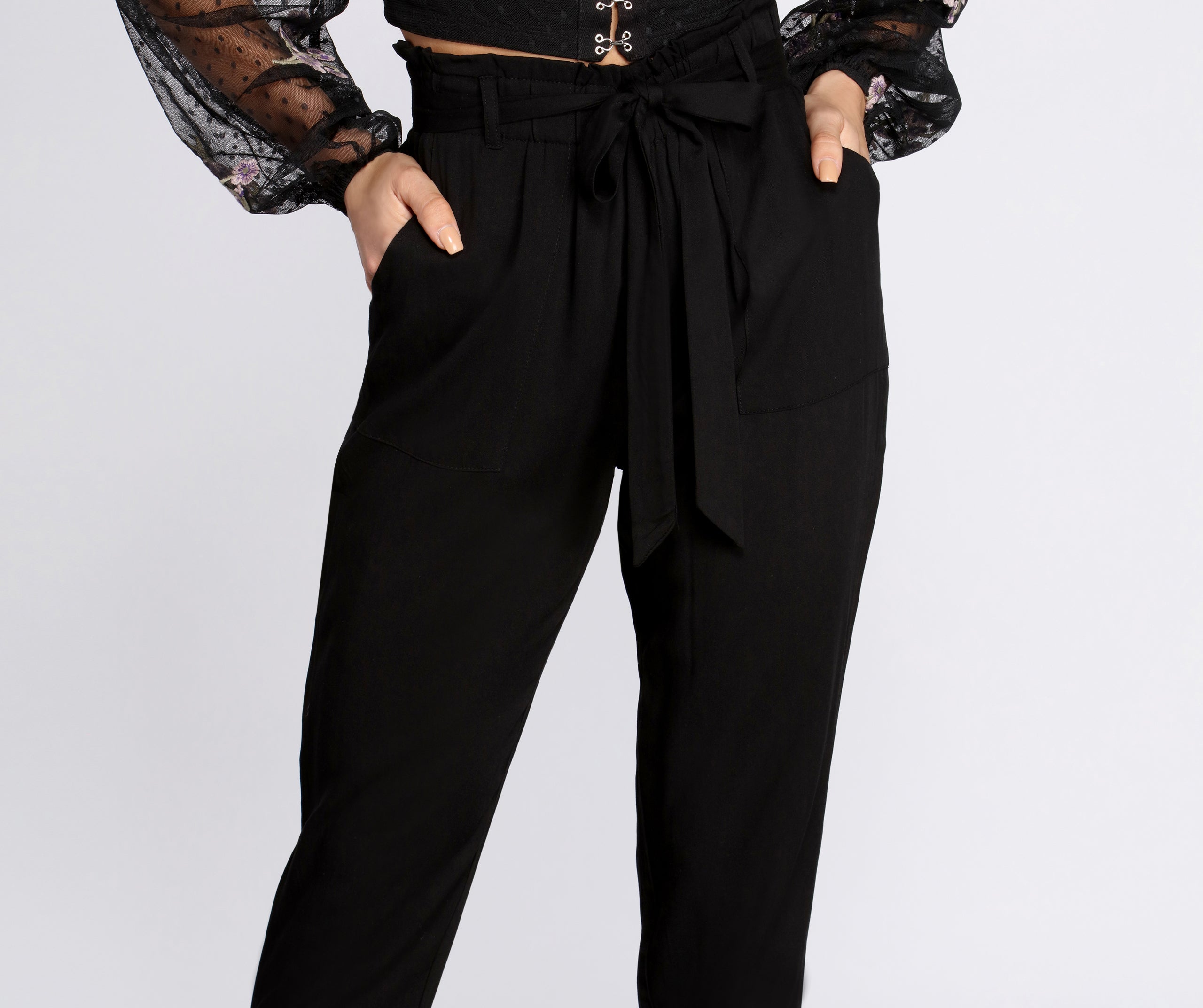 Tied and Tapered Paperbag Pants - Image 3