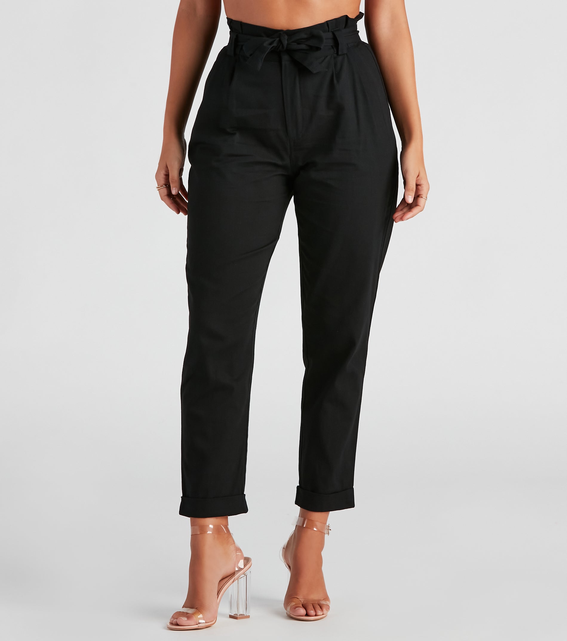 Trendy And Tapered High Waist Paperbag Pants - Image 5