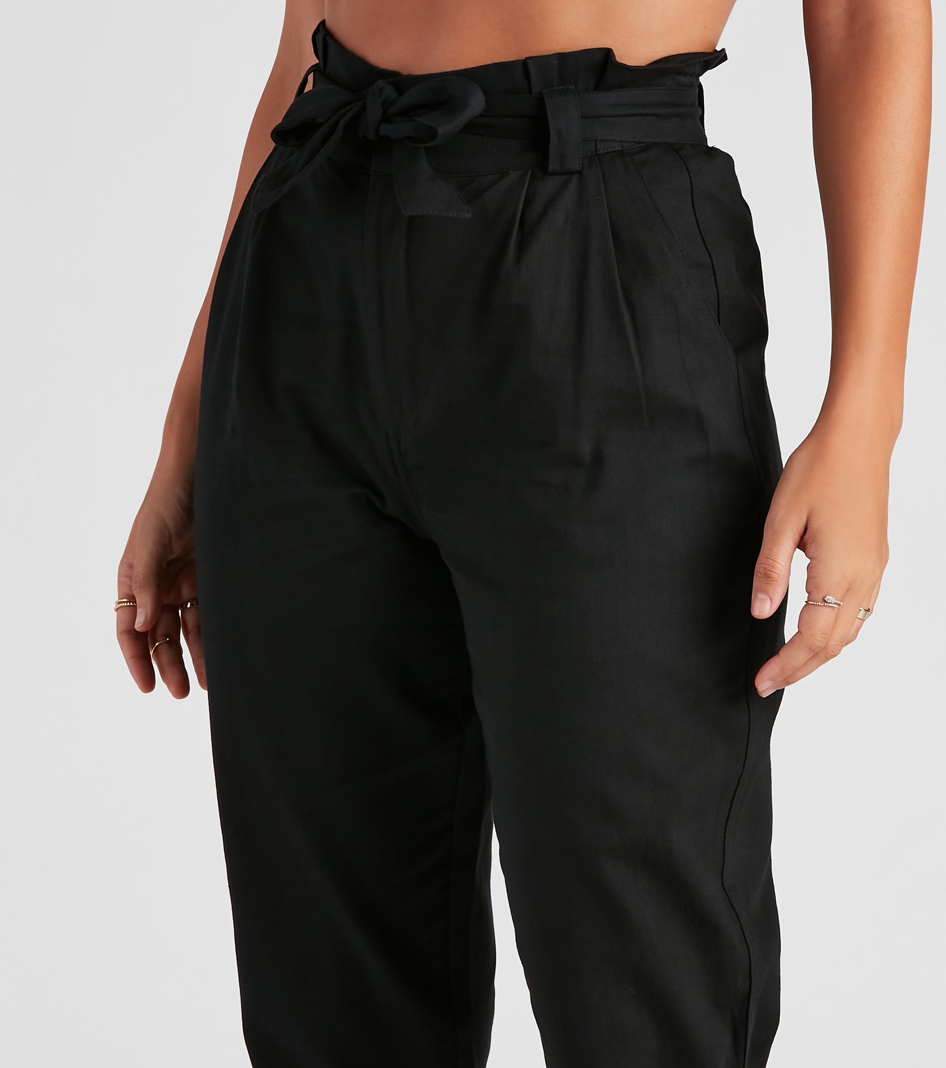 Trendy And Tapered High Waist Paperbag Pants - Image 8