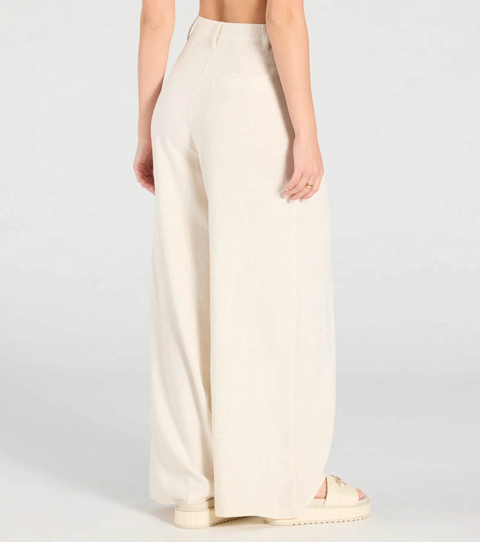 Beachy Chic Wide-Leg Trouser Pants With Linen - Image 2