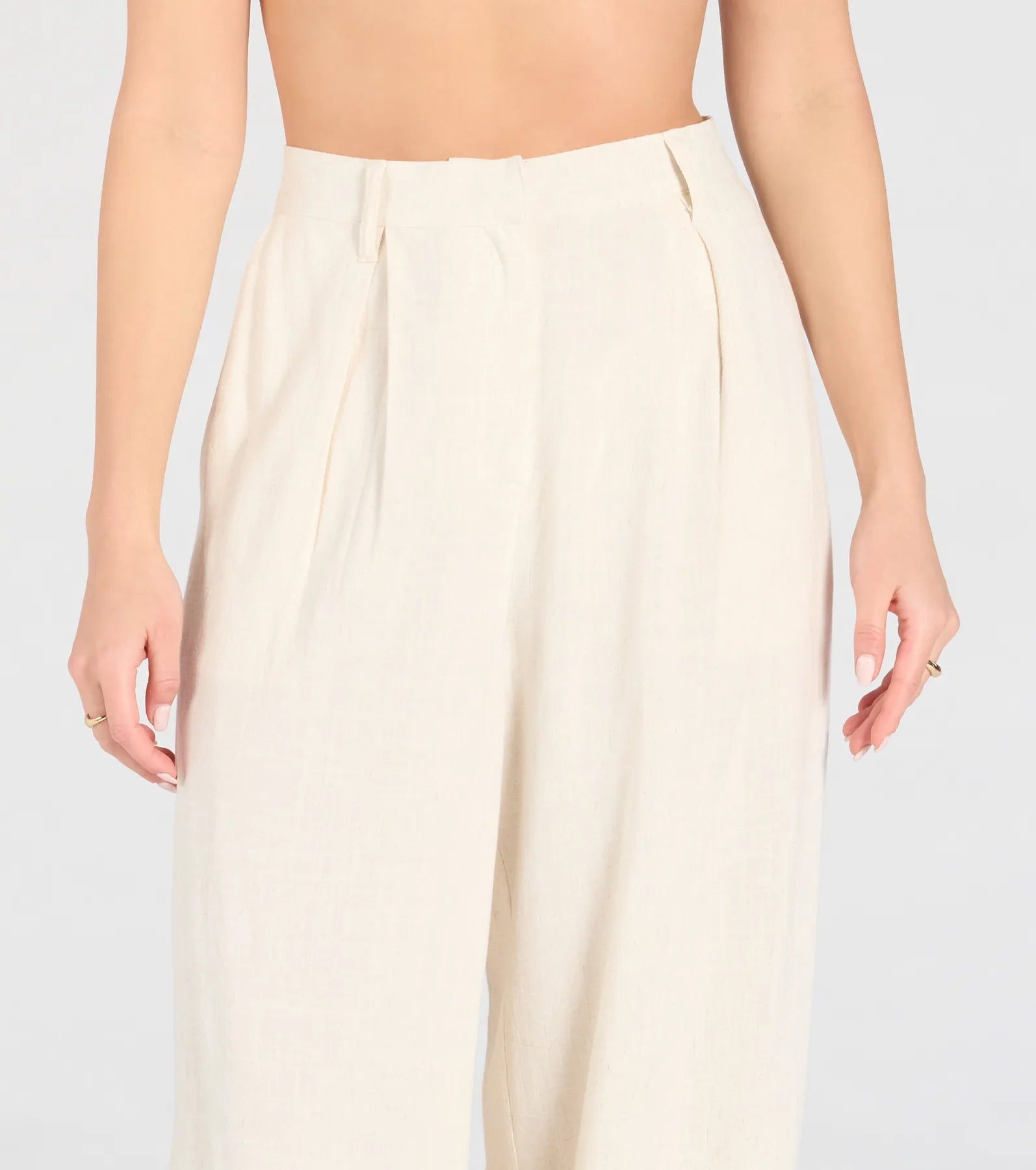 Beachy Chic Wide-Leg Trouser Pants With Linen - Image 3