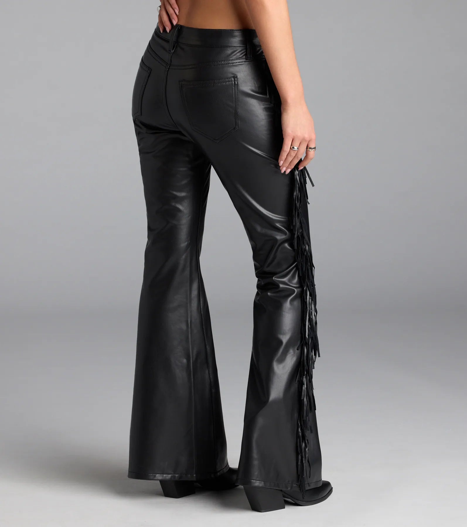Spicing Things Up Mid-Rise Flare Fringe Pants - Image 2