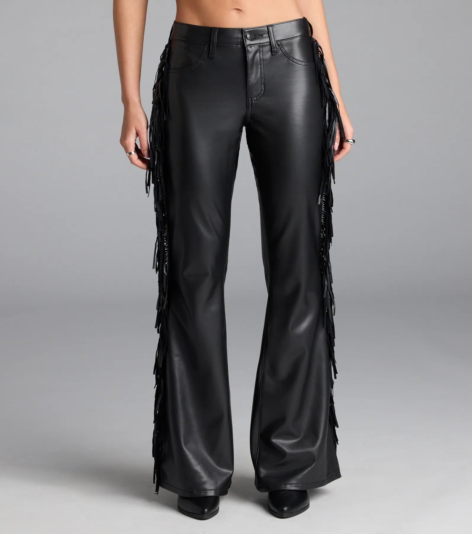Spicing Things Up Mid-Rise Flare Fringe Pants - Image 4