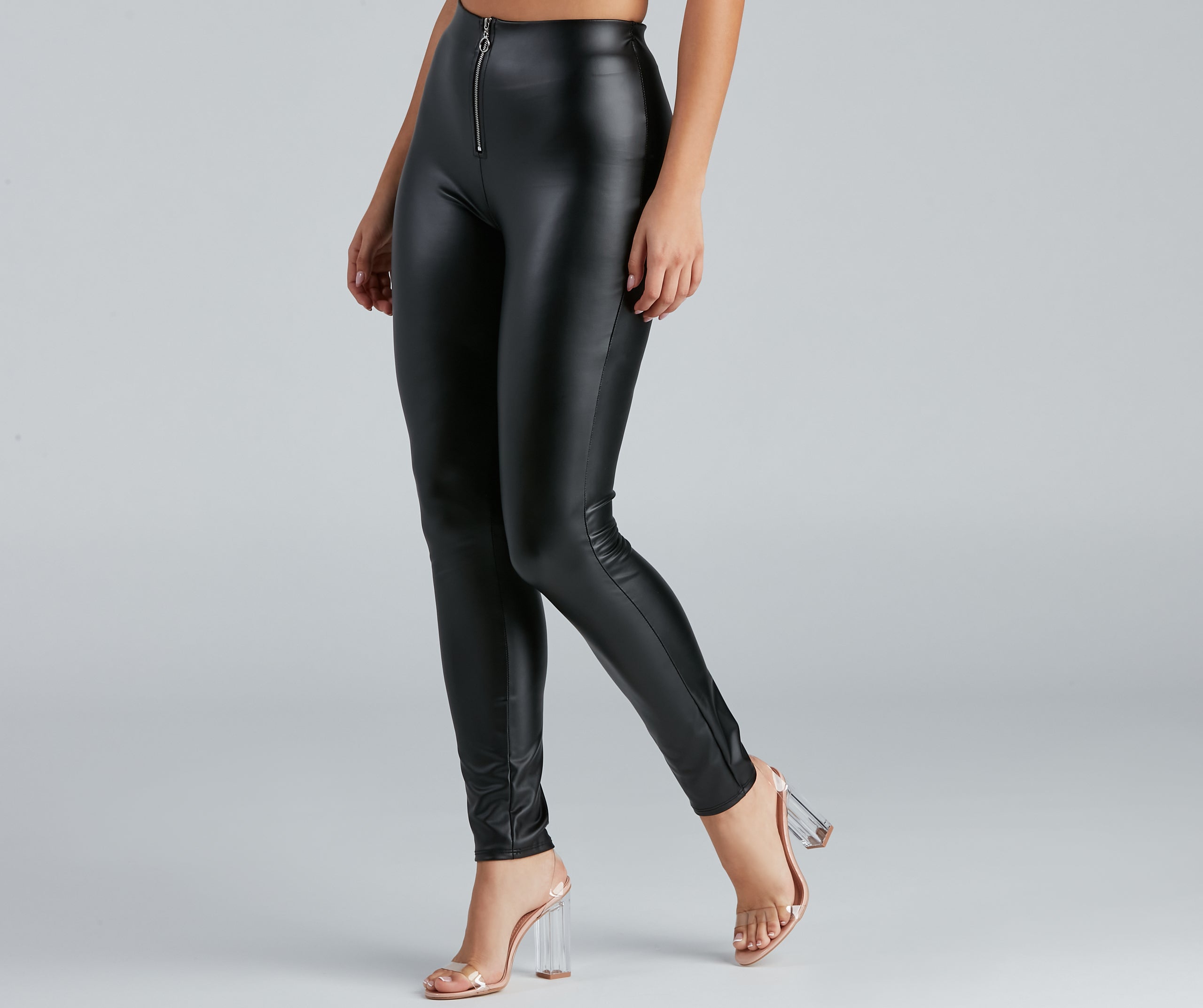 Steal The Scene High Waist Faux Leather Leggings - Image 4