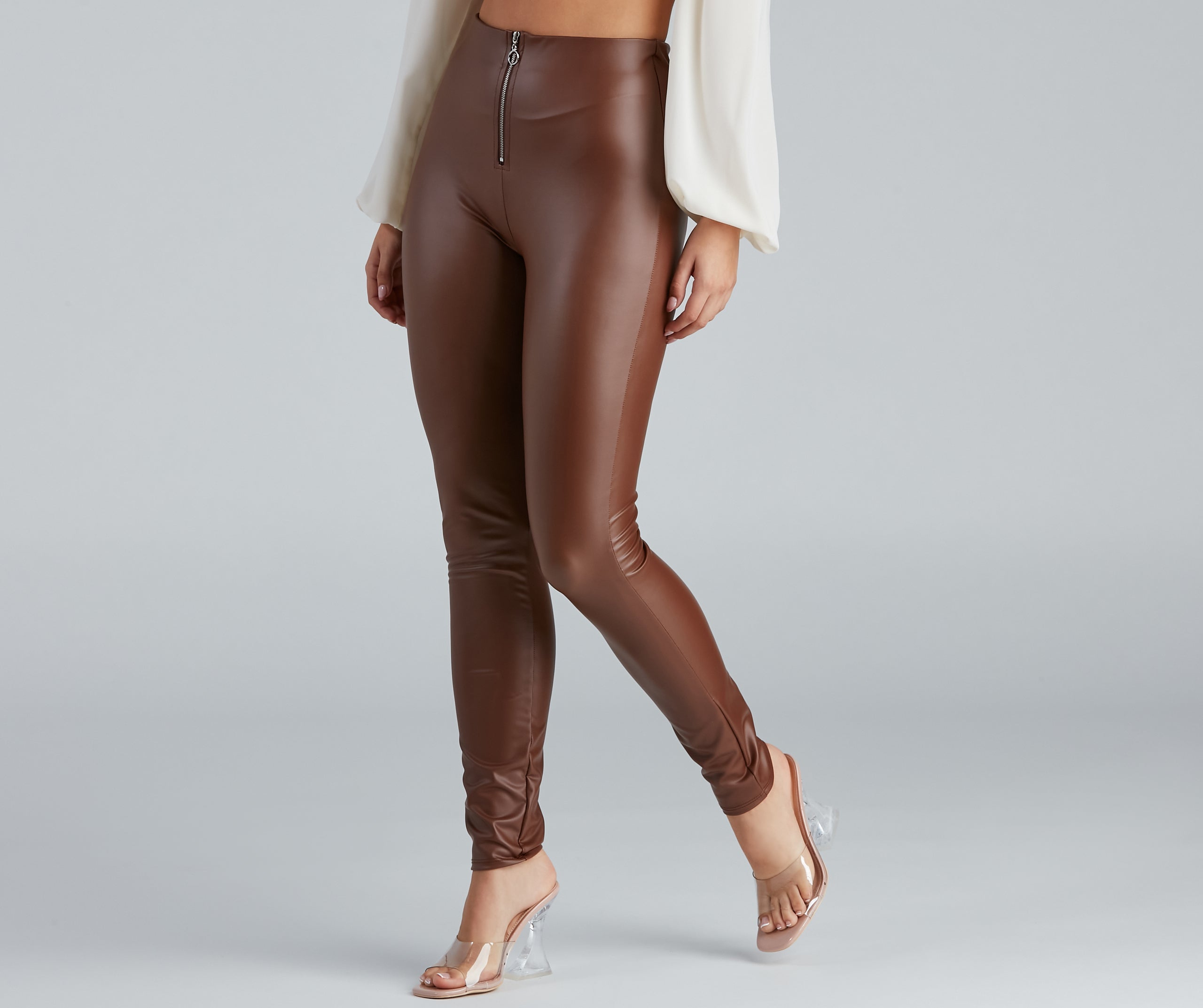 Steal The Scene High Waist Faux Leather Leggings - Image 5