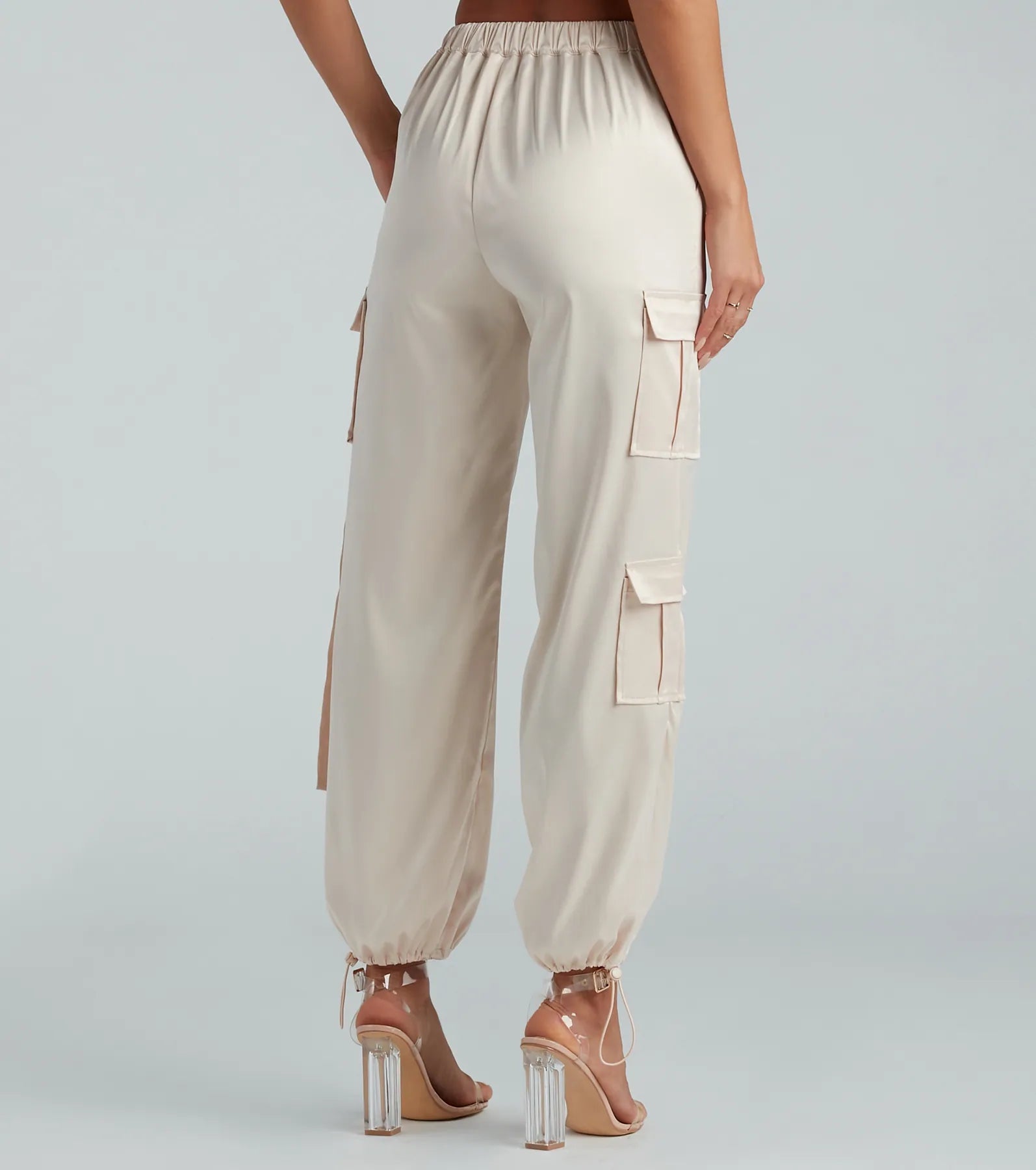City Sleek Satin Cargo Joggers - Image 3
