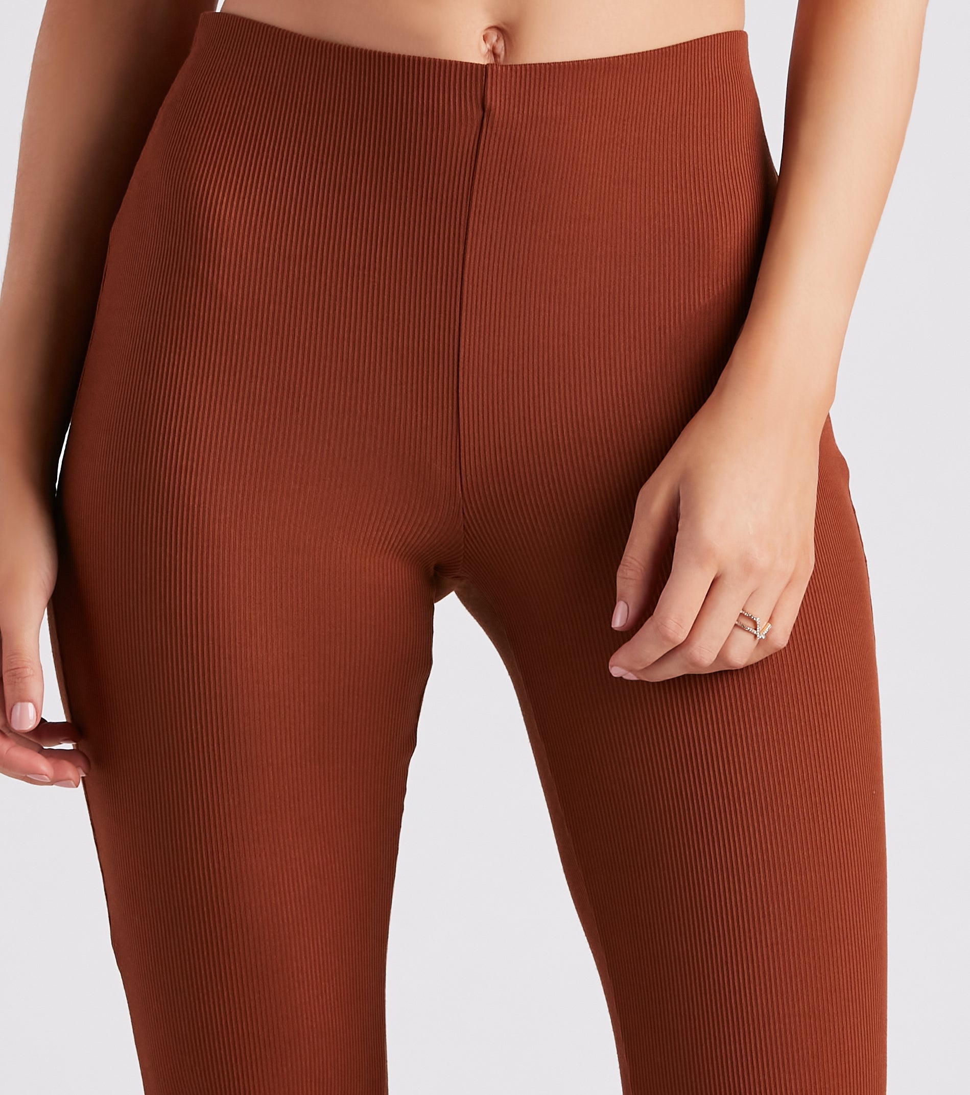Trendy Babe Ribbed Knit Flare Pants - Image 4