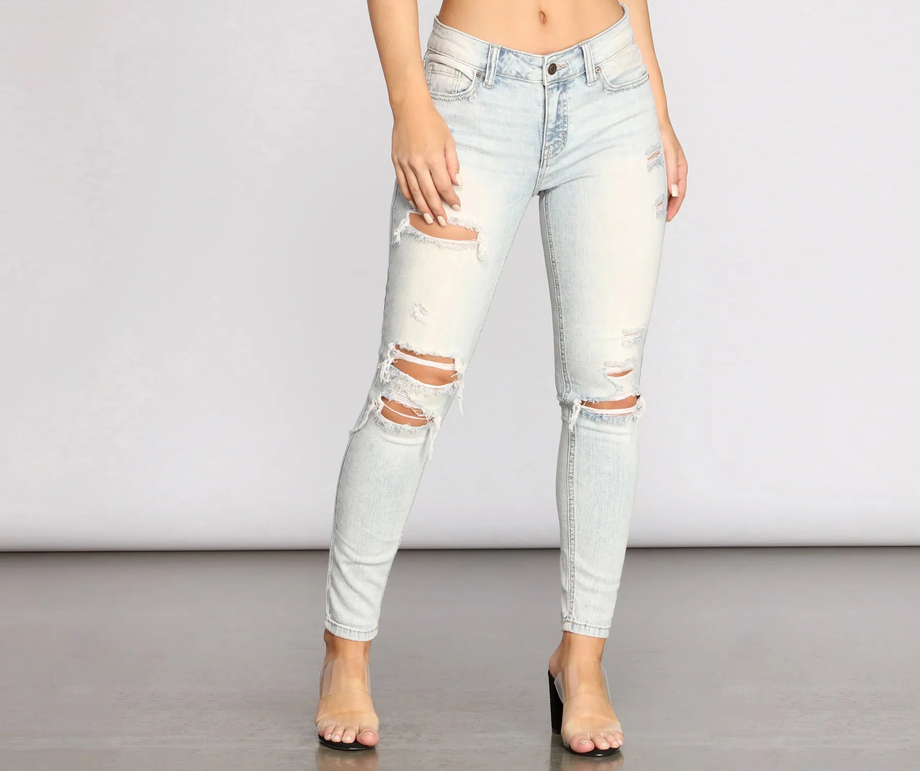 Josie Mid Rise Destructed Jeans - Image 4