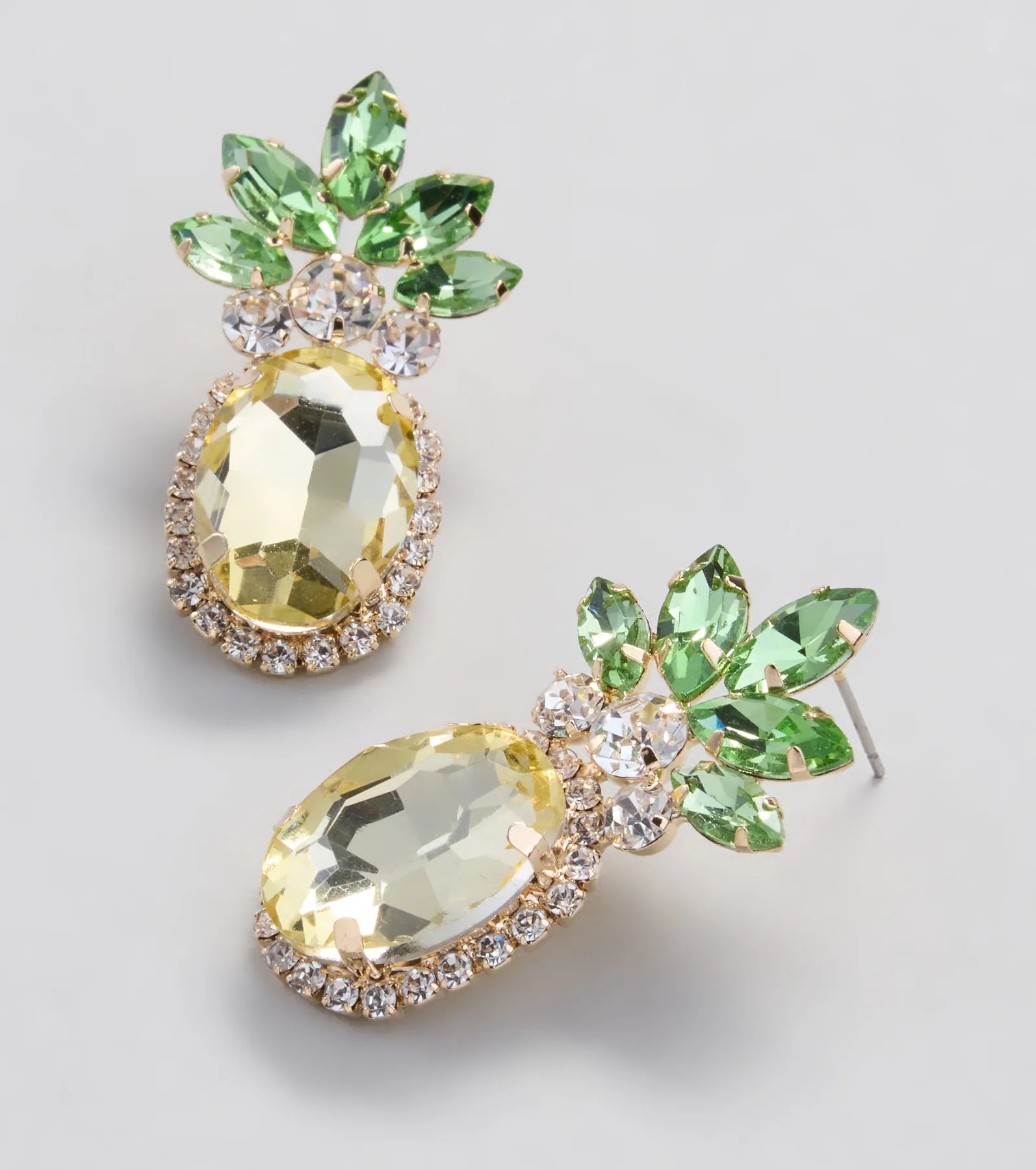 Tropical Fun Rhinestone Pineapple Stud Earrings - Image 2