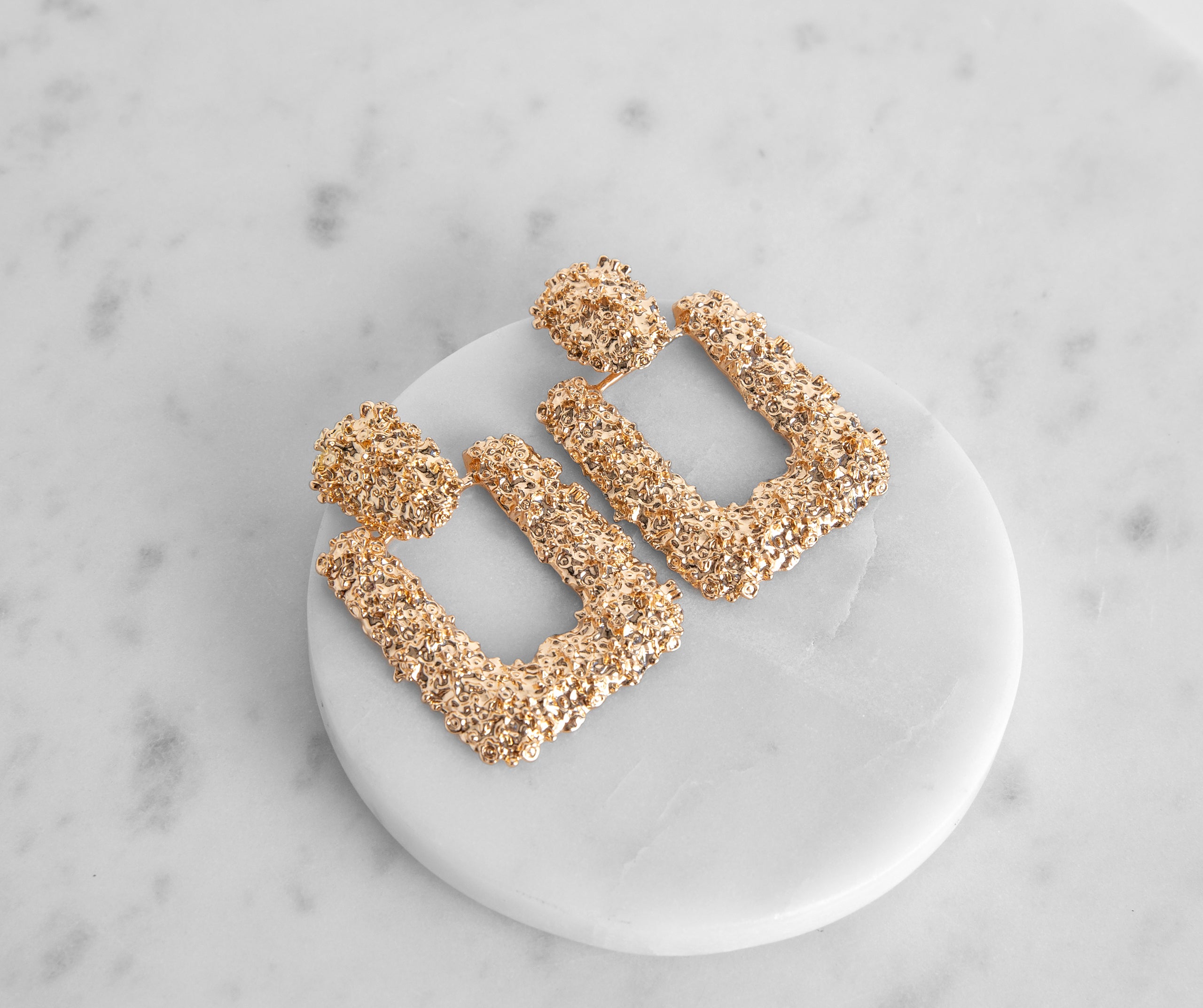 Gold Rush Textured Door Knocker Earrings - Image 5