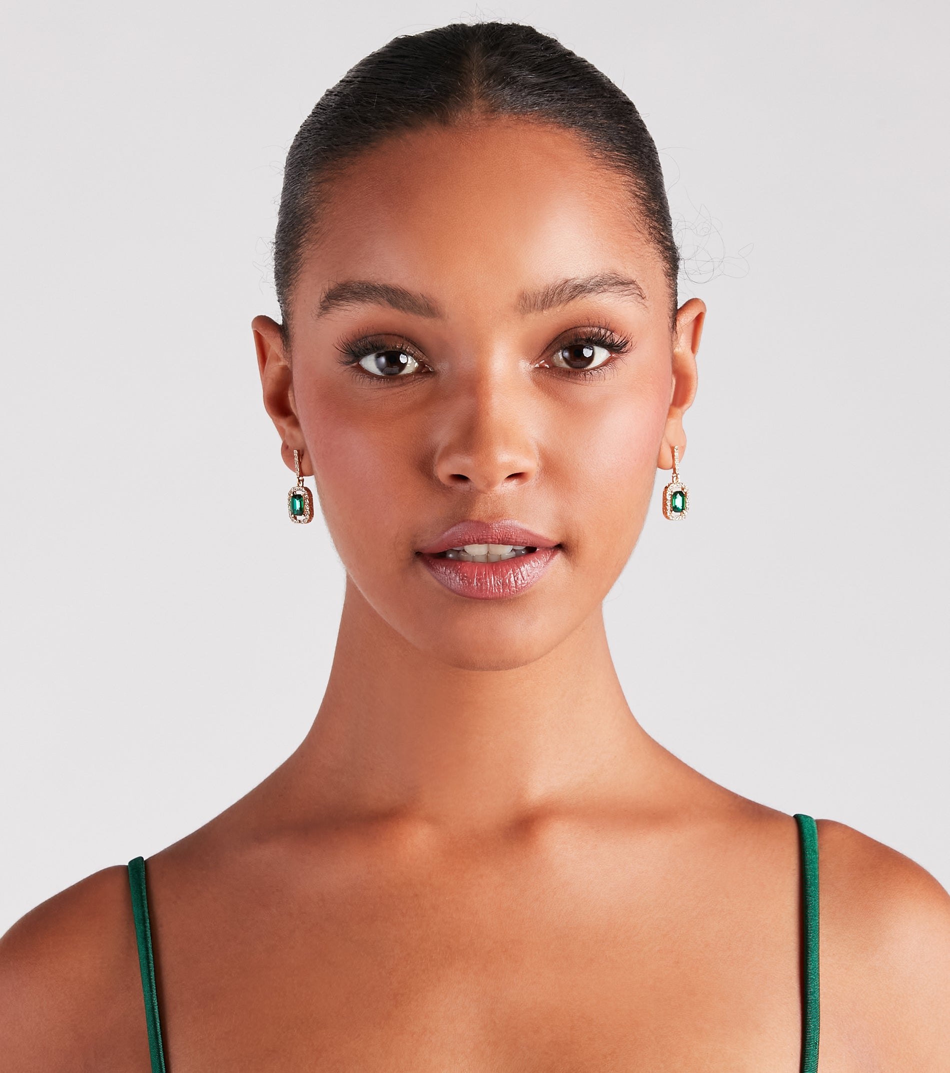 Simply Luxe Halo Gemstone Stud Earrings - Image 2