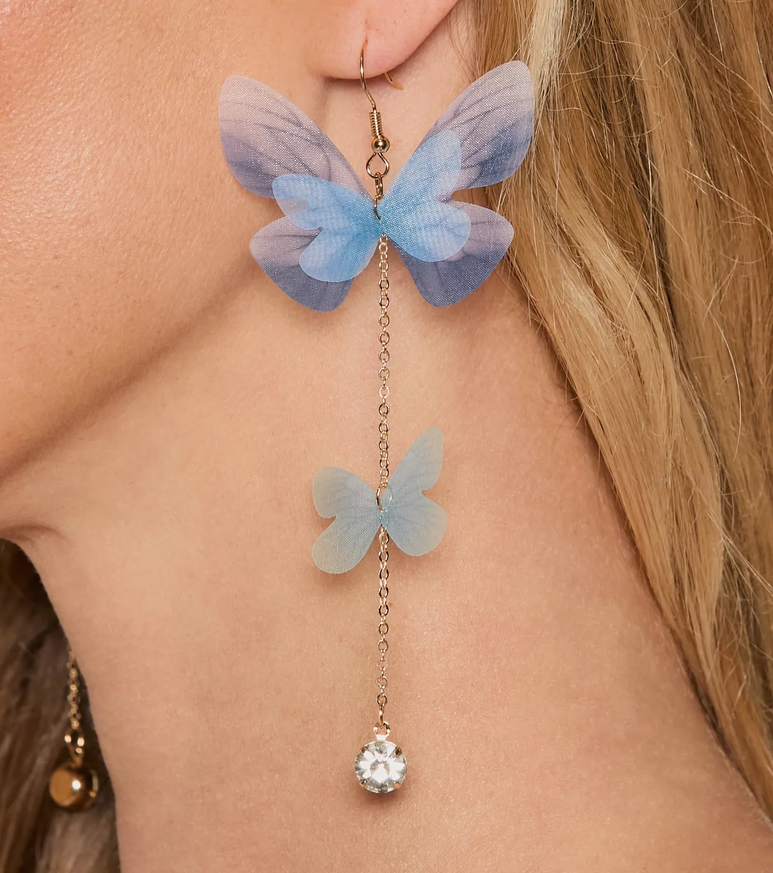 Whimsical Chic Organza Butterfly Statement Earrings - Image 2