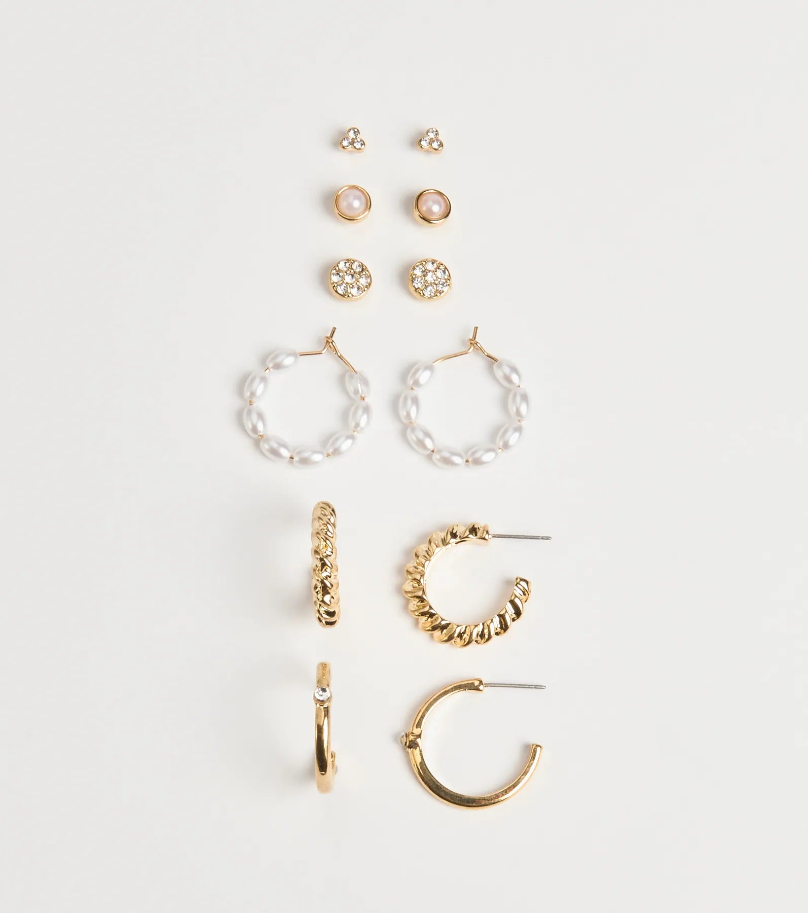 Trendy Glam Rhinestone And Pearl Earrings Set