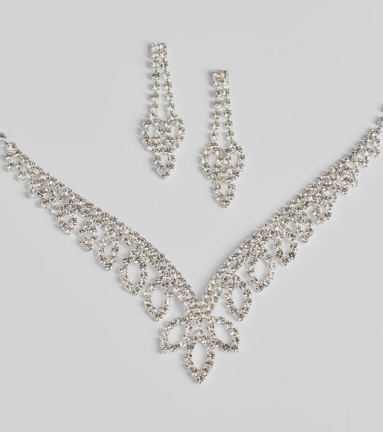 Ultimate Glam Vibes Rhinestone Necklace And Earrings Set - Image 2