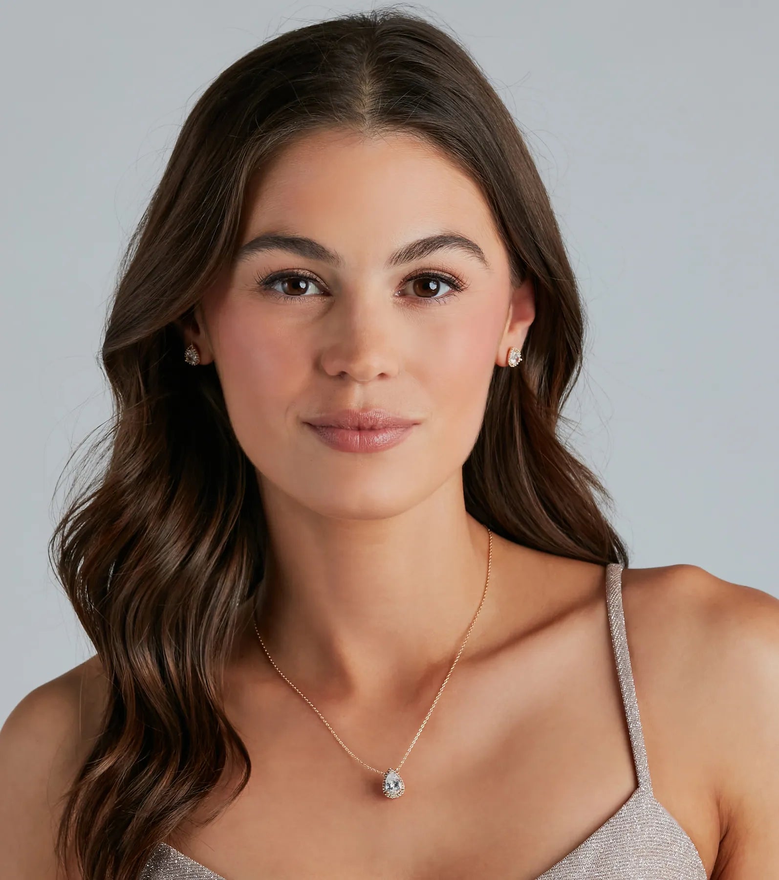Simple Luxe Vibes Cubic Zirconia Necklace And Earrings Set - Image 3