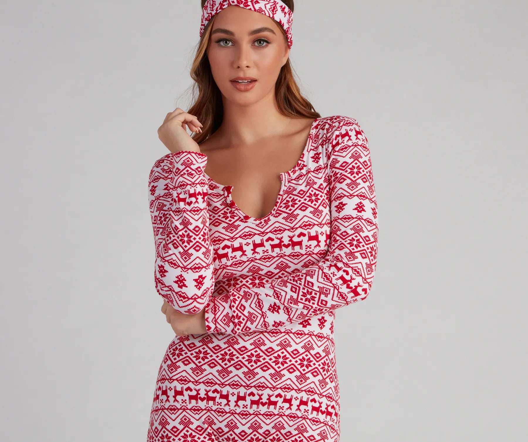 Wish List Fair Isle Cozy Onesie And Headband Set - Image 3