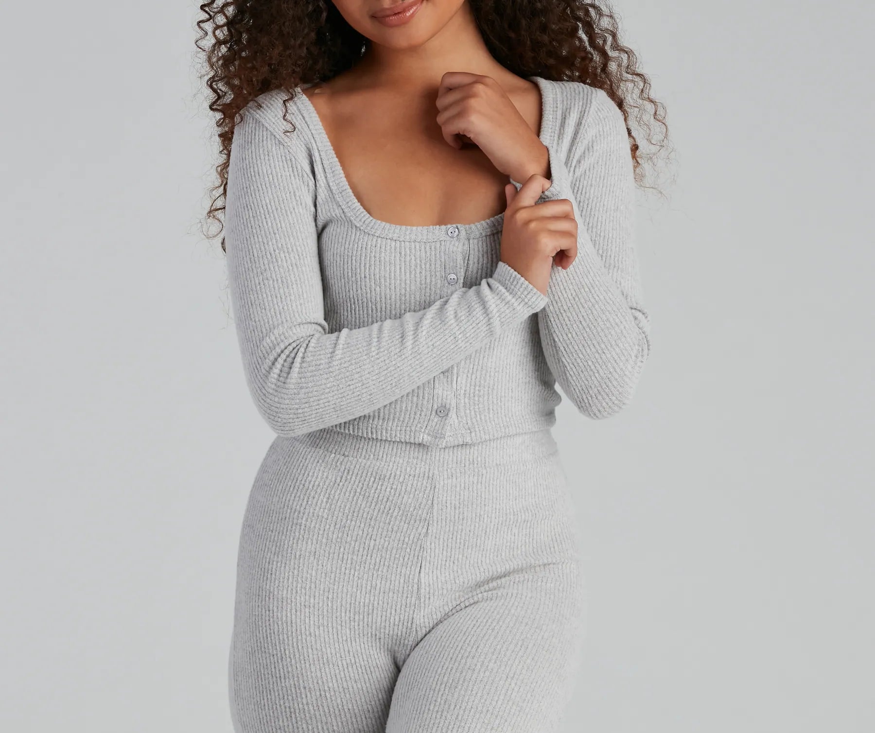Stylishly Snug Henley Pajama Top - Image 3