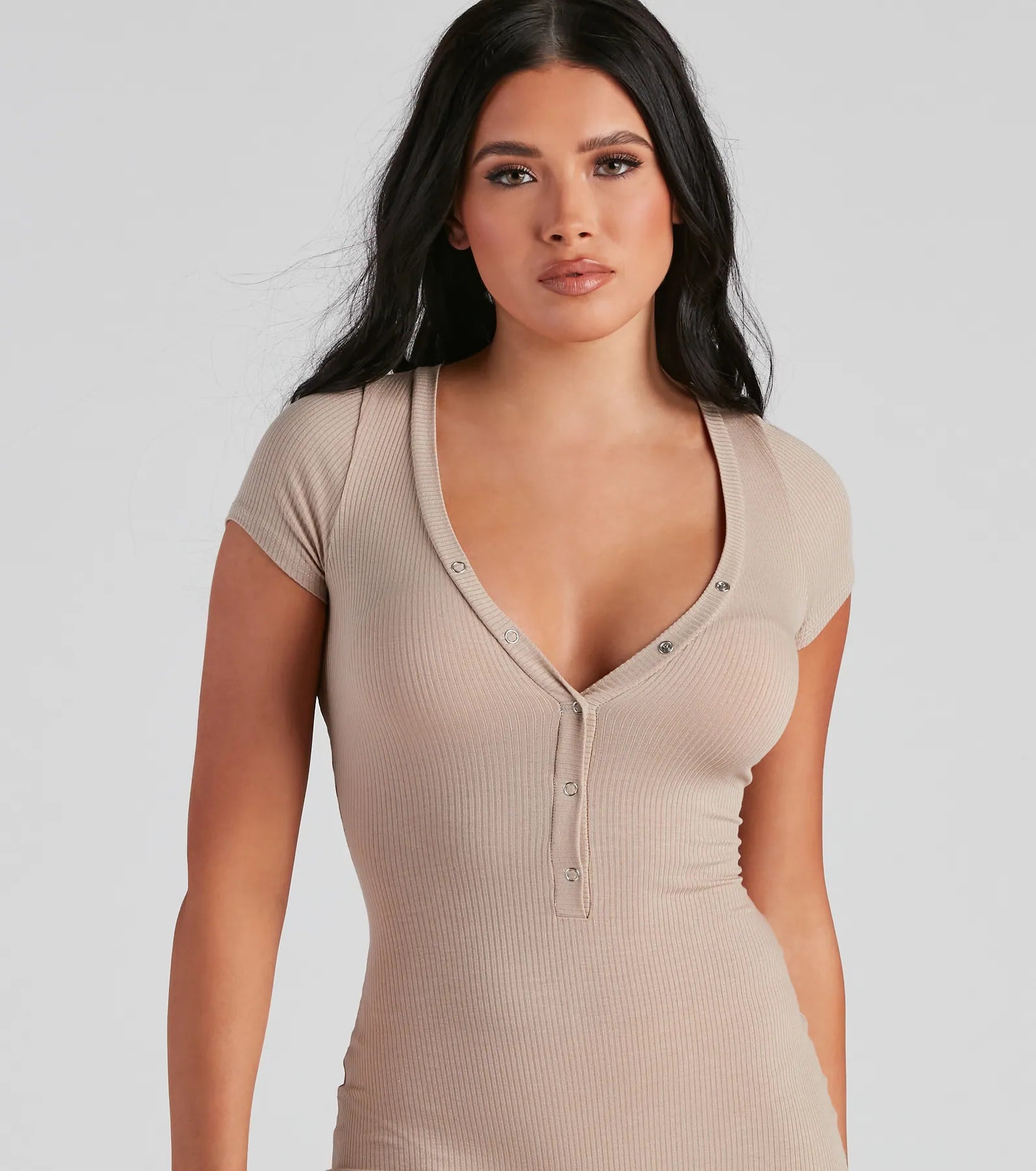 Coffee And Chill Henley Pajama Romper - Image 3