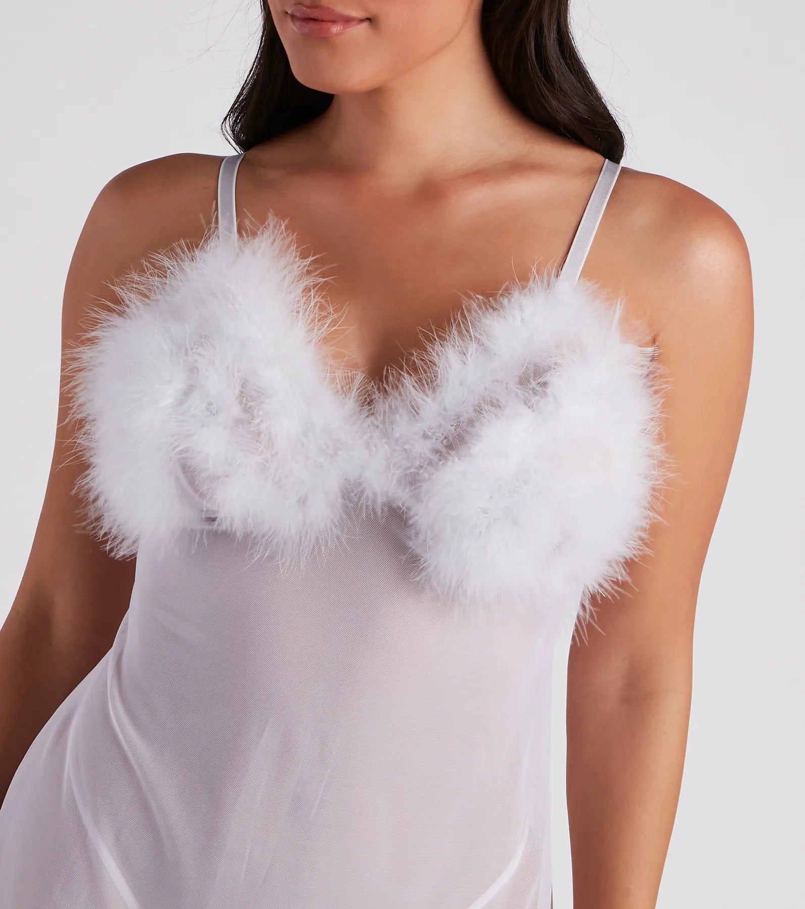 Such A Flirt Feather Trim Babydoll Dress And Panty Set - Image 7