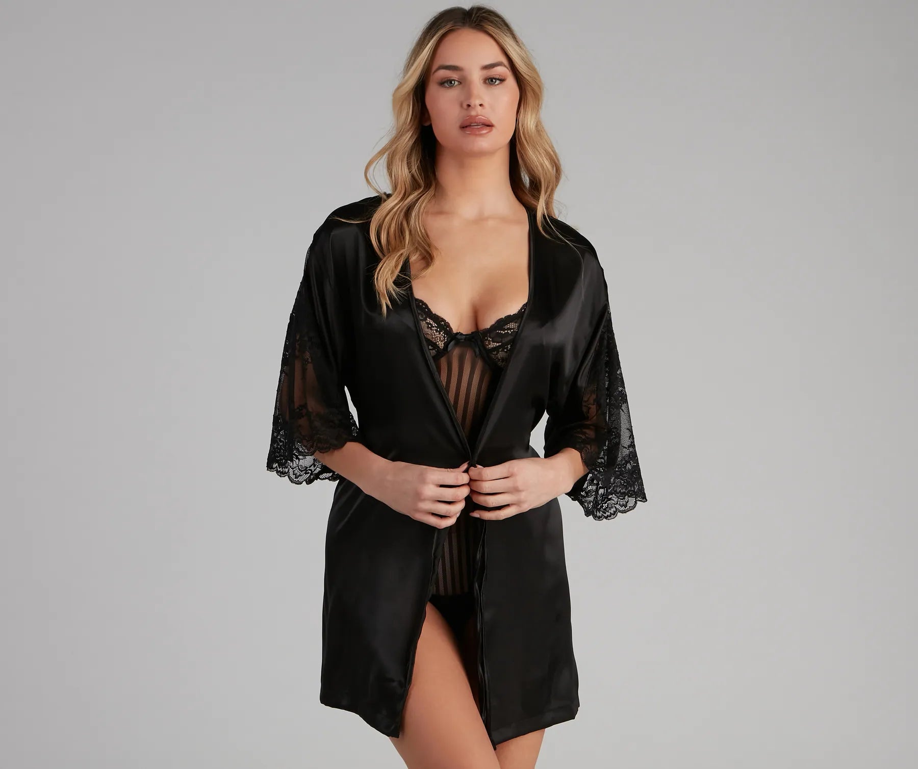A Moment In Lace Satin Robe - Image 4