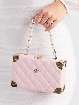 Chic Details Pearl Top Handle Quilted Handbag