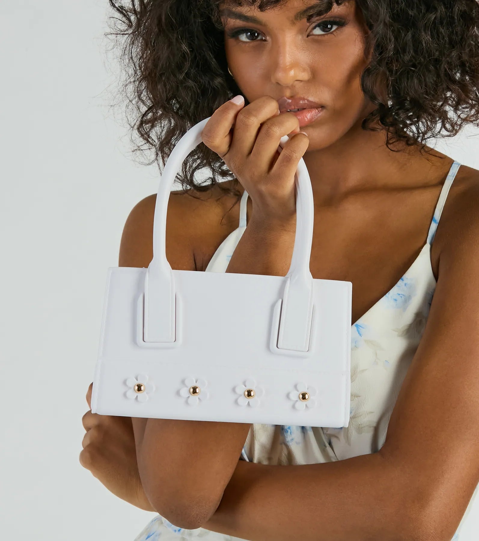 Spring Vibes Daisy Studded Jelly Tote Bag - Image 2