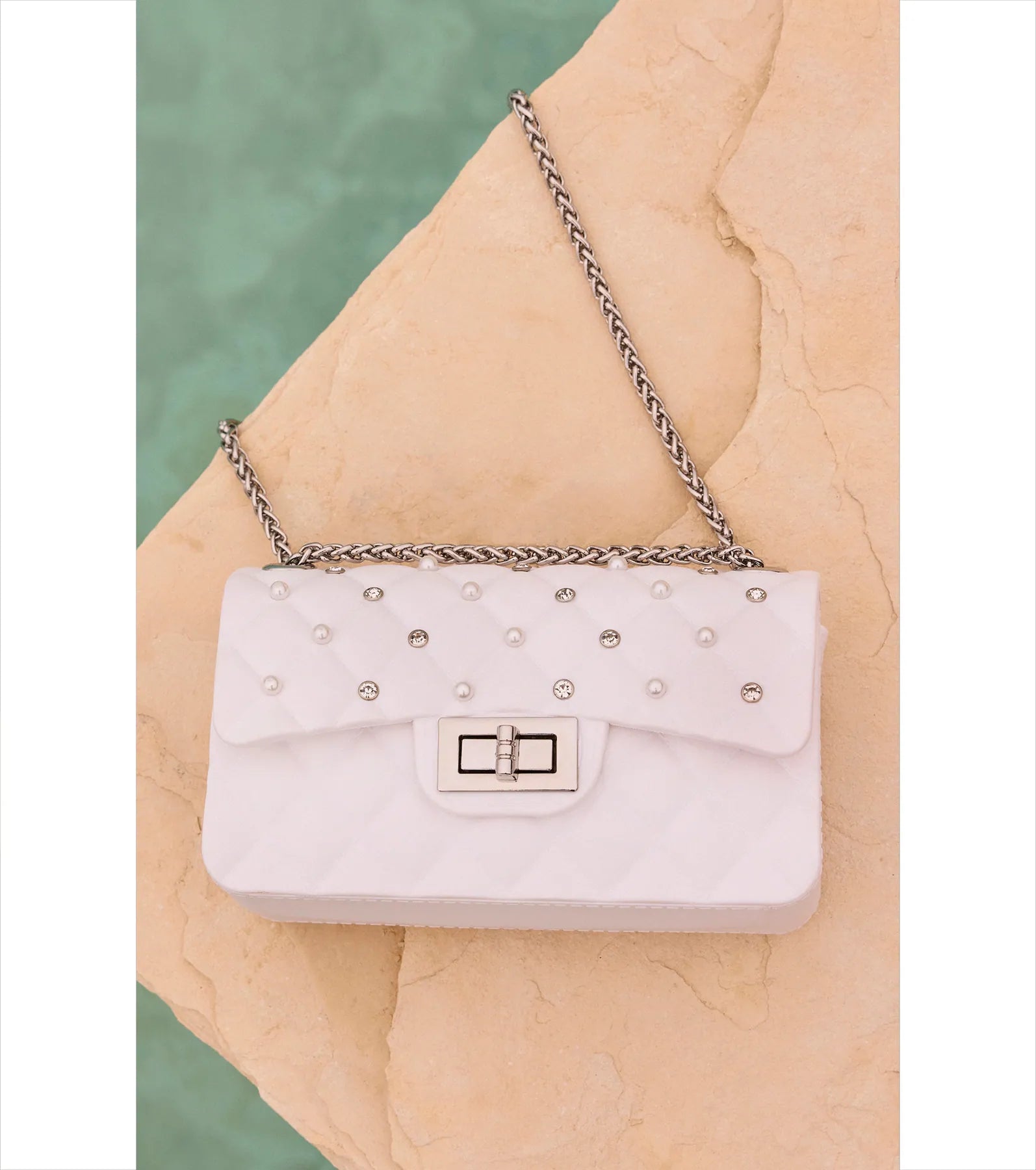 On The Go Babe Faux Pearl Jelly Crossbody Bag - Image 4