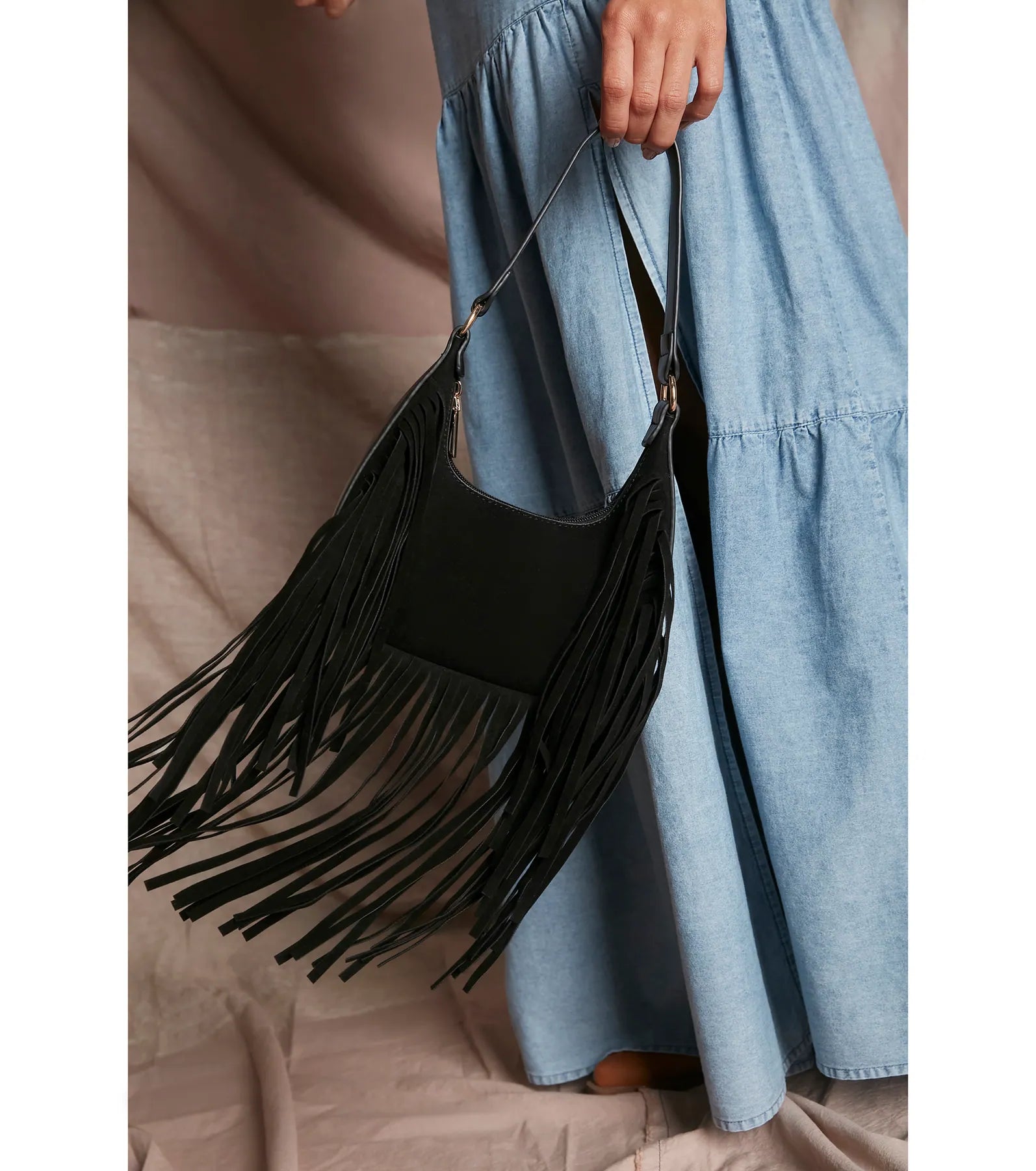 Caught In The Fringe Faux Suede Shoulder Bag - Image 3