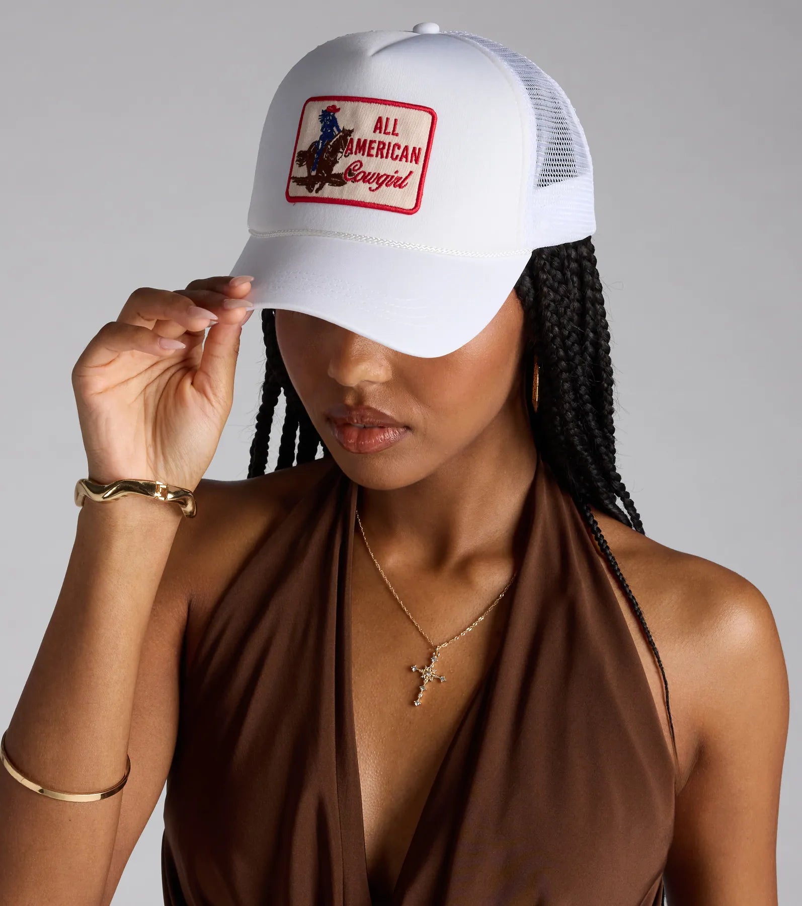 All American Cowgirl Snap Back Trucker Hat - Image 4