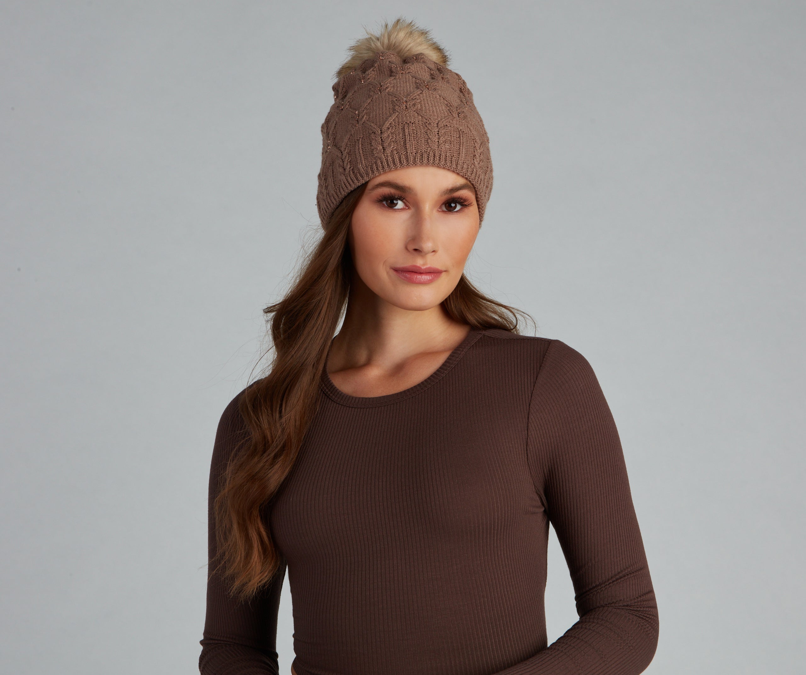 All the Blitz Rhinestone Knit Beanie - Image 3