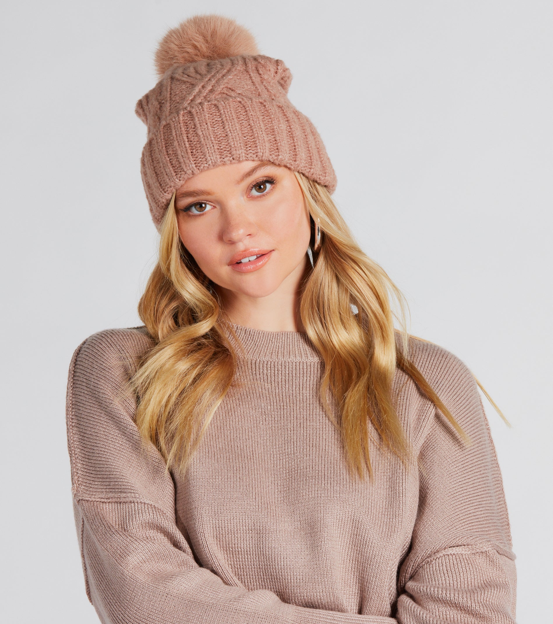 Adorably Mine Cable Knit Pom Beanie - Image 3