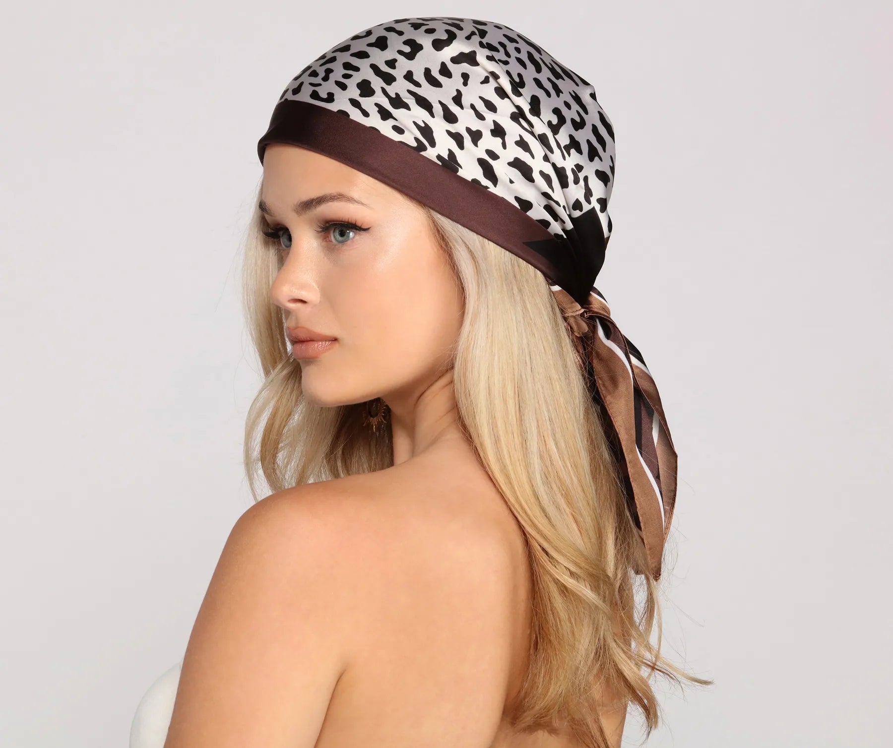 Satin Leopard Print Scarf Top - Image 2