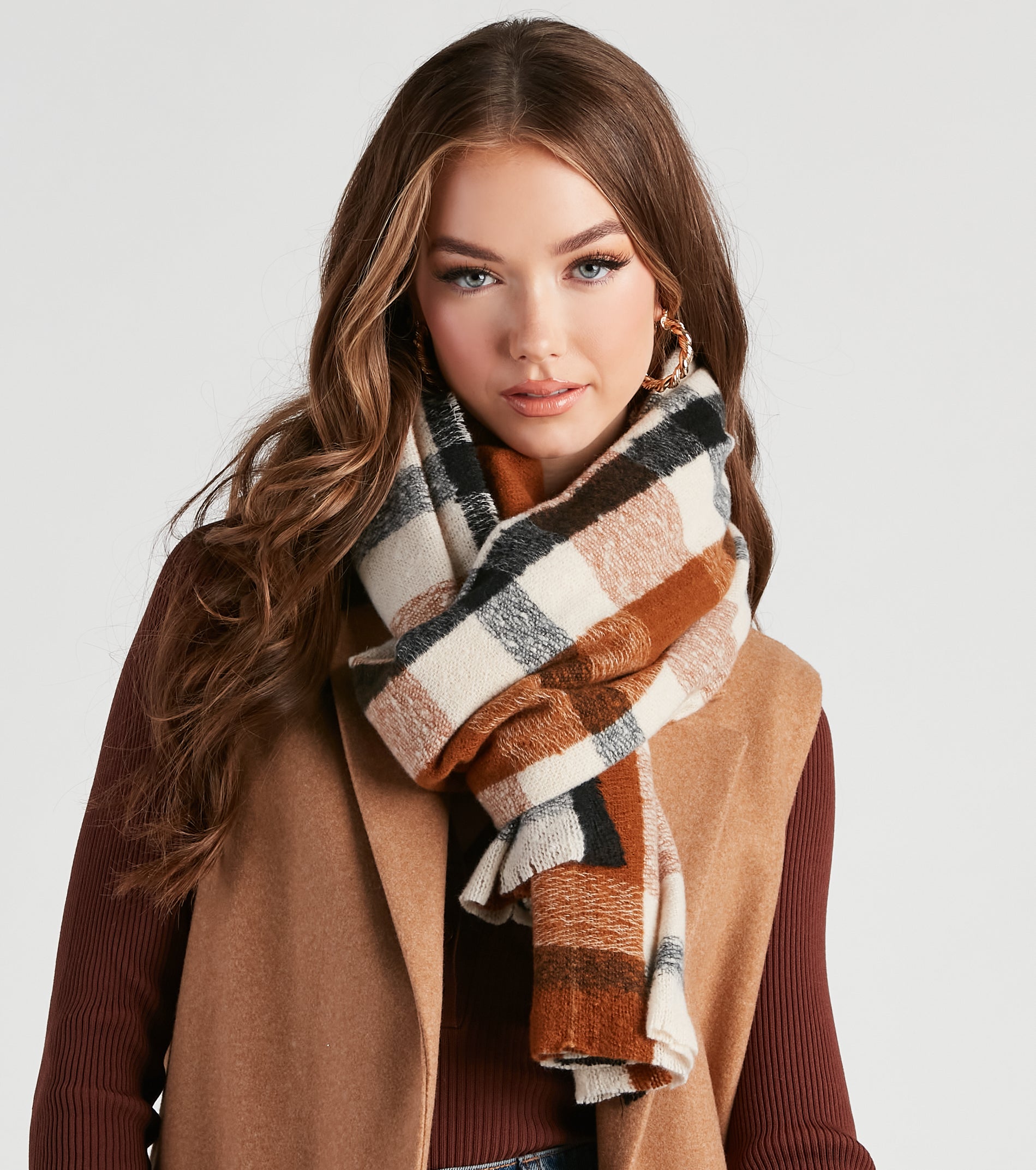Cold Babe Plaid Blanket Scarf - Image 2