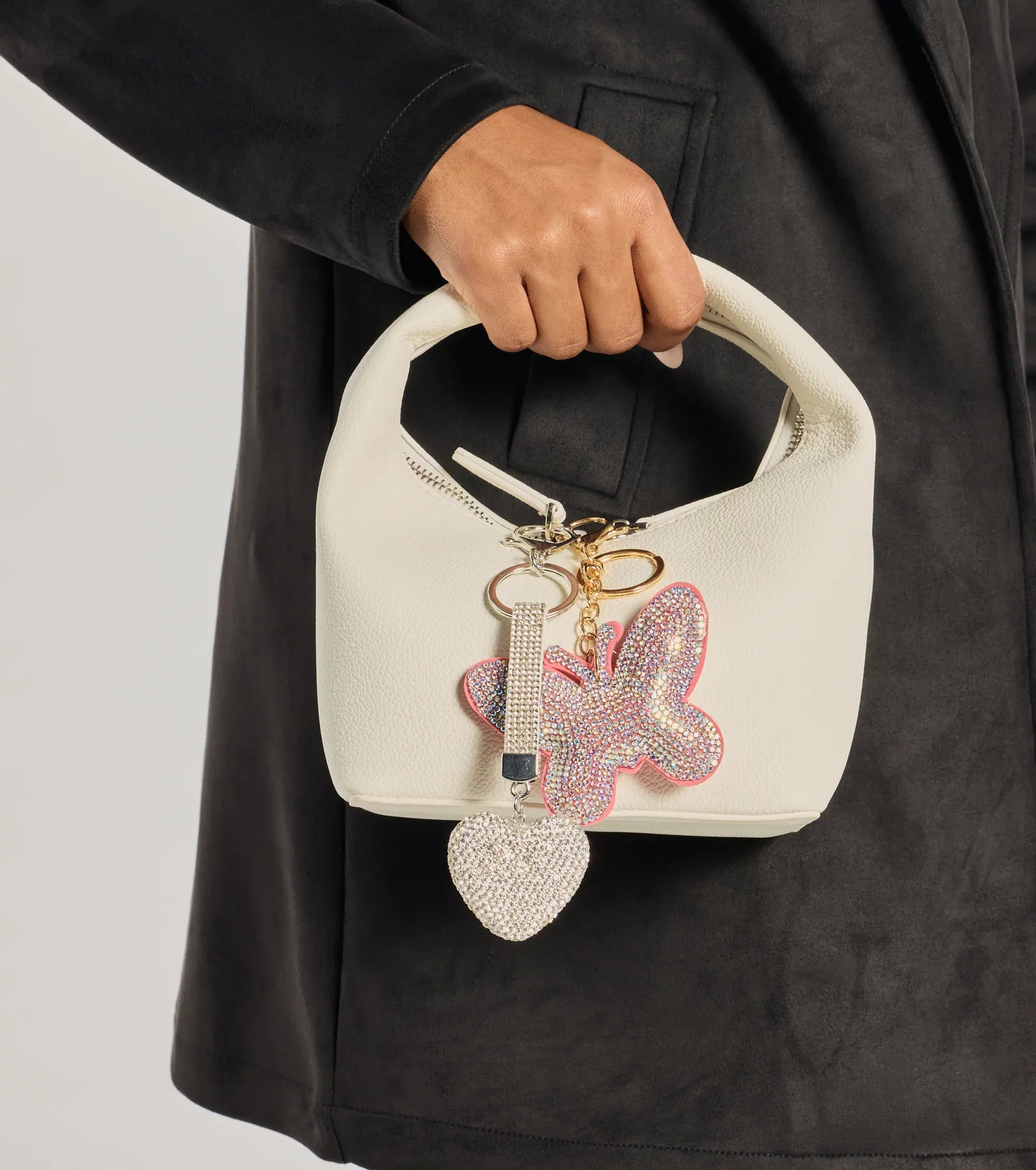 Shimmering Rhinestone Heart Bag Charm - Image 2