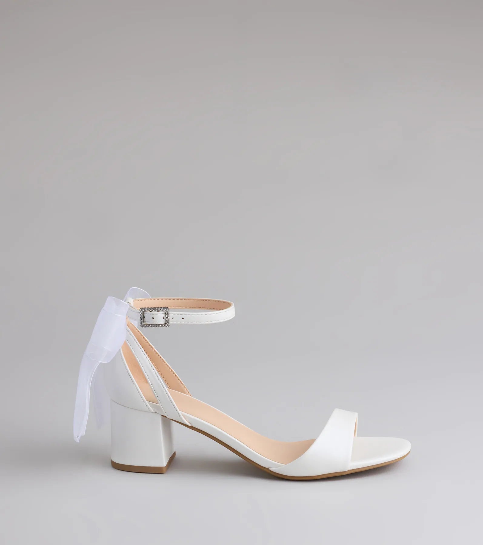 So Pretty Chiffon Bow Satin Block Heels - Image 2