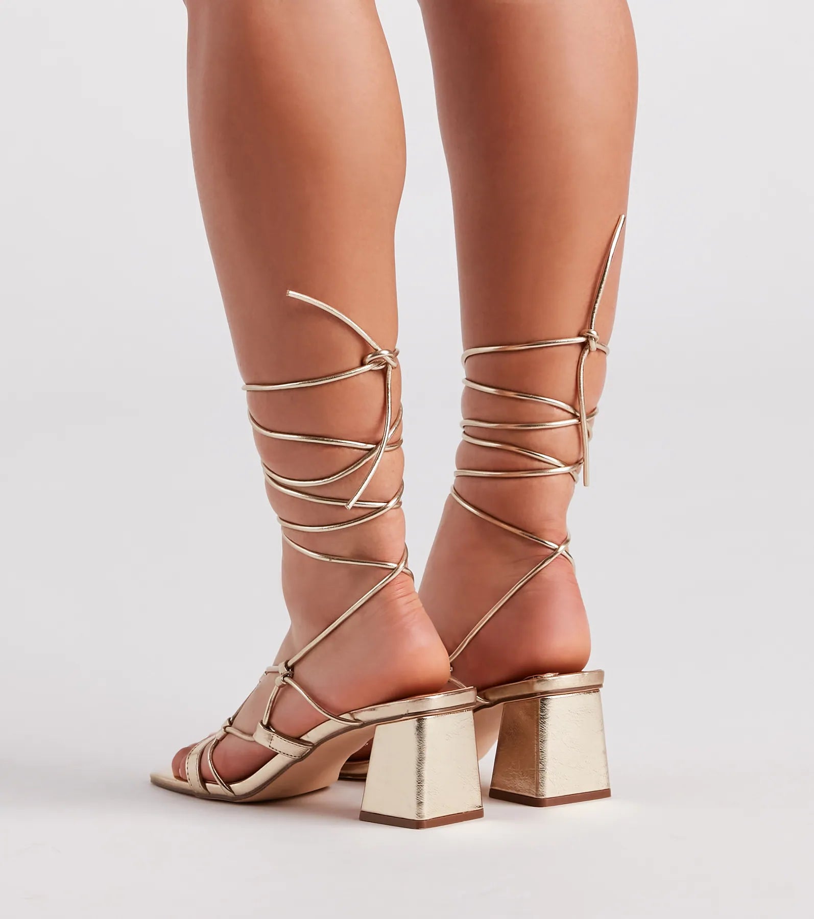 Glamour Nights Chrome Lace-Up Heels - Image 4