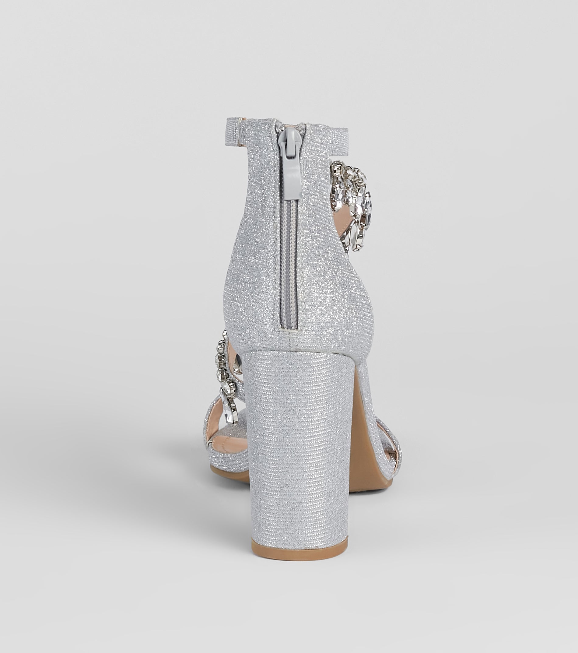 A Moment Of Luxe Rhinestone Trim Block Heels - Image 4