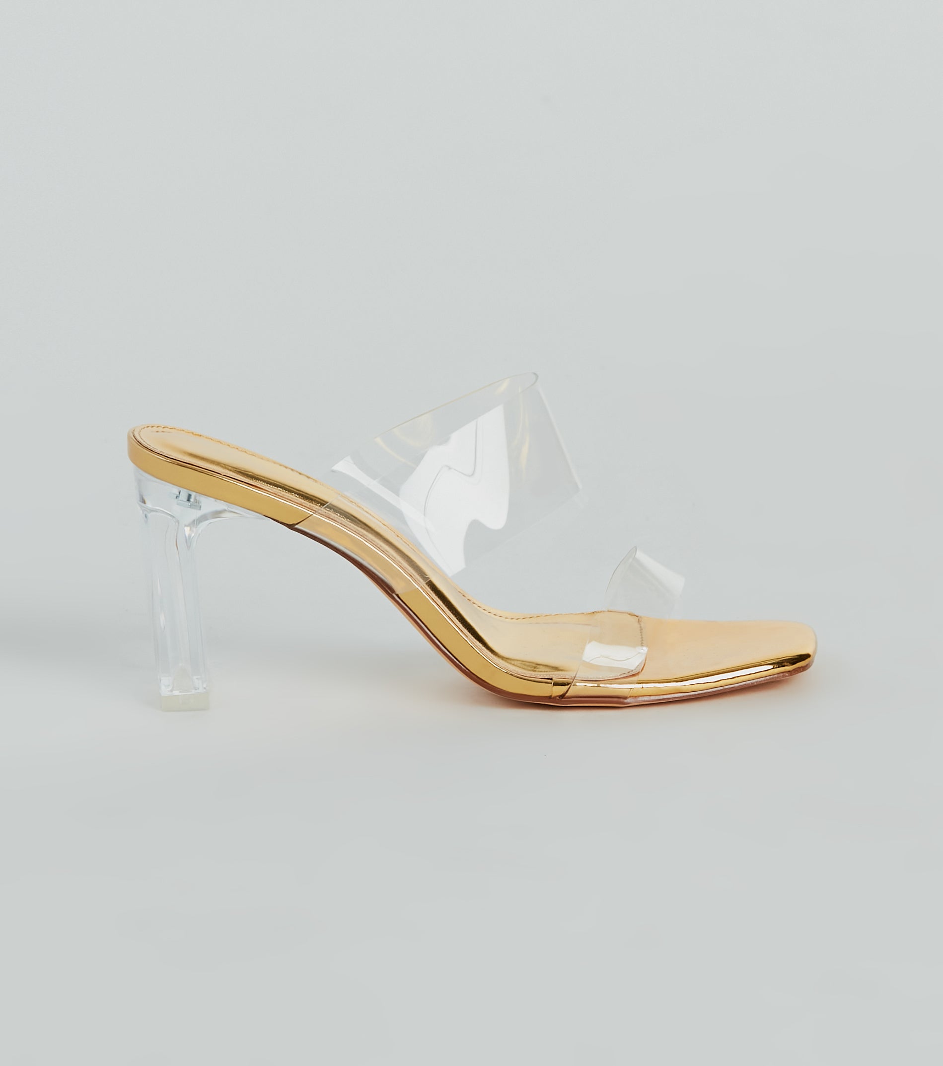 Style So Clear Strap Metallic Block Heel Mules - Image 2