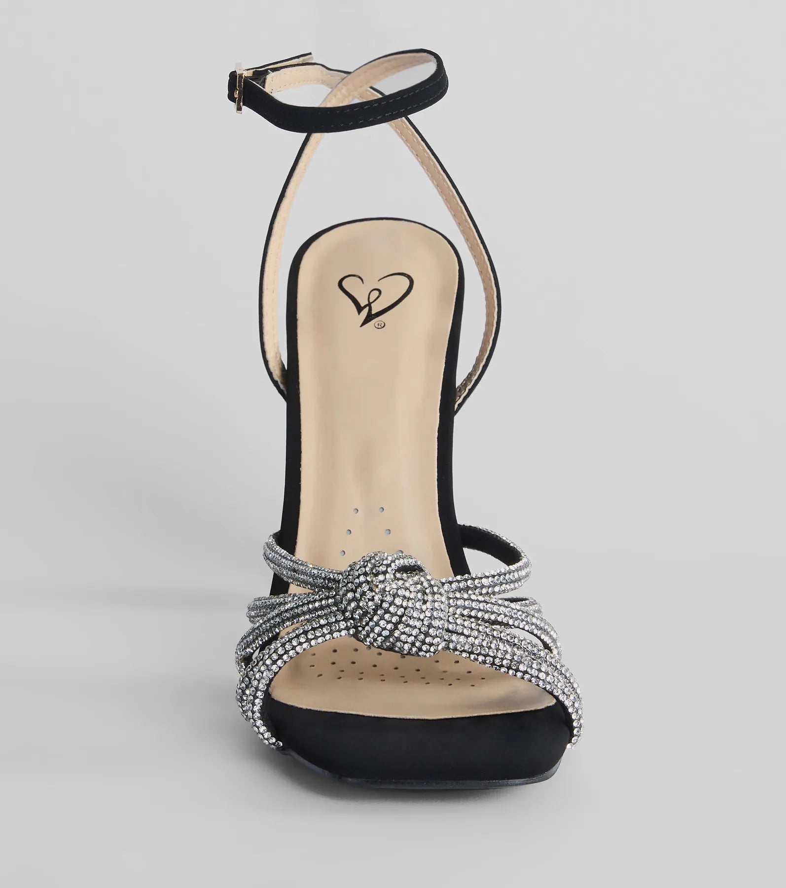 Here To Dazzle Rhinestone Strappy Block Heels - Image 3