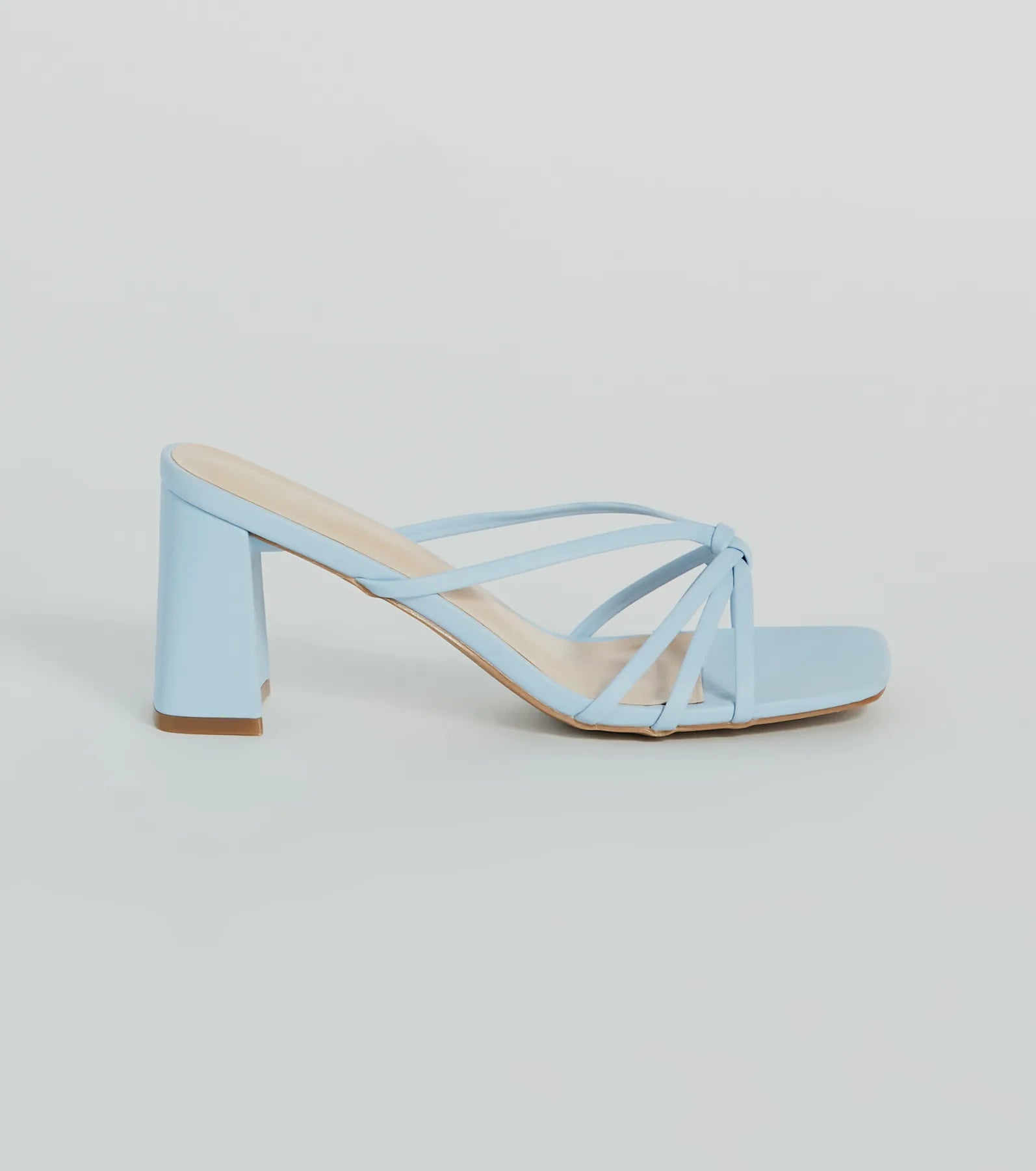 Chic Mood Strappy Faux Leather Block Heel Mules - Image 2