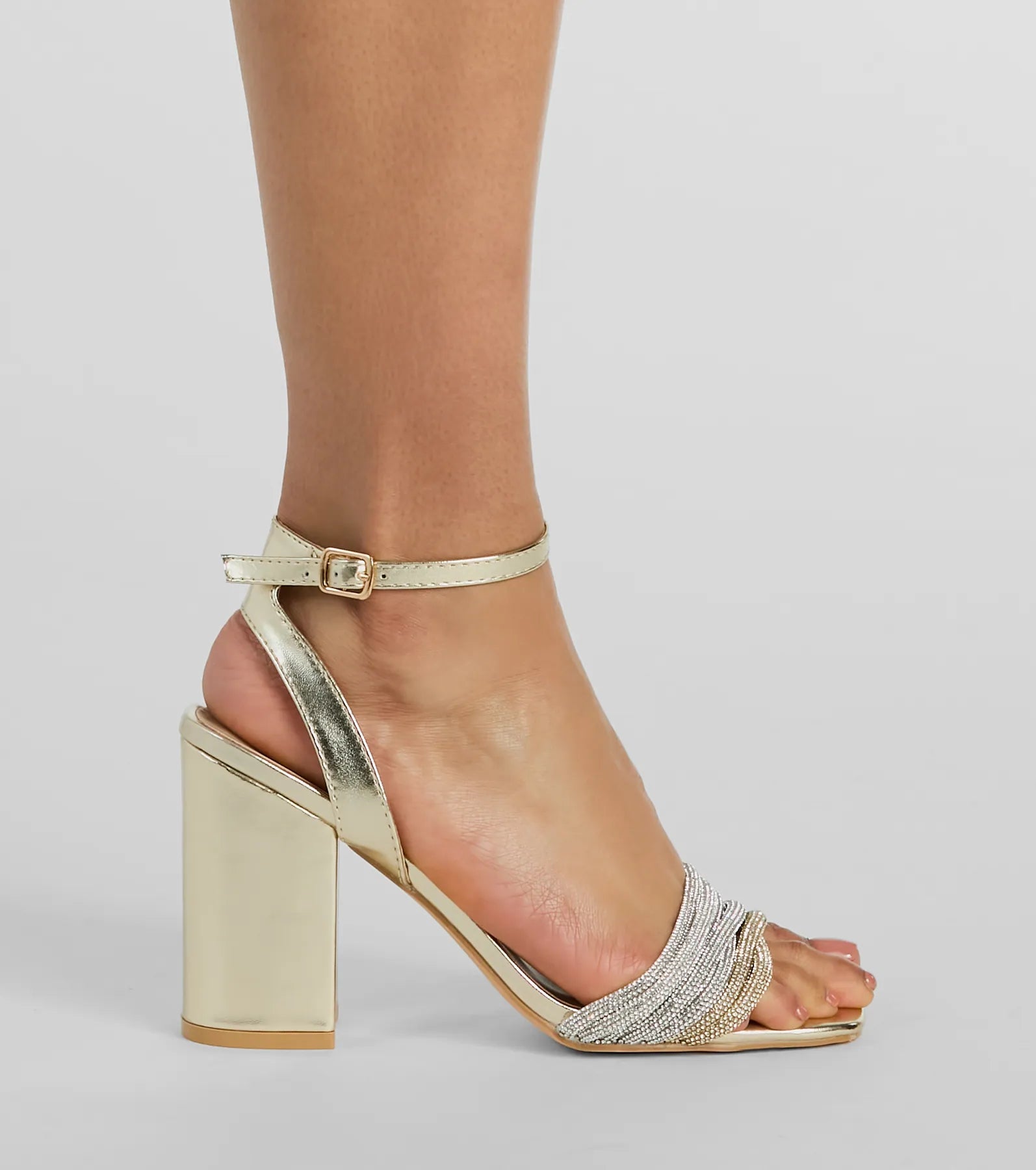 Fly And Flossy Rhinestone Metallic Block Heels - Image 7