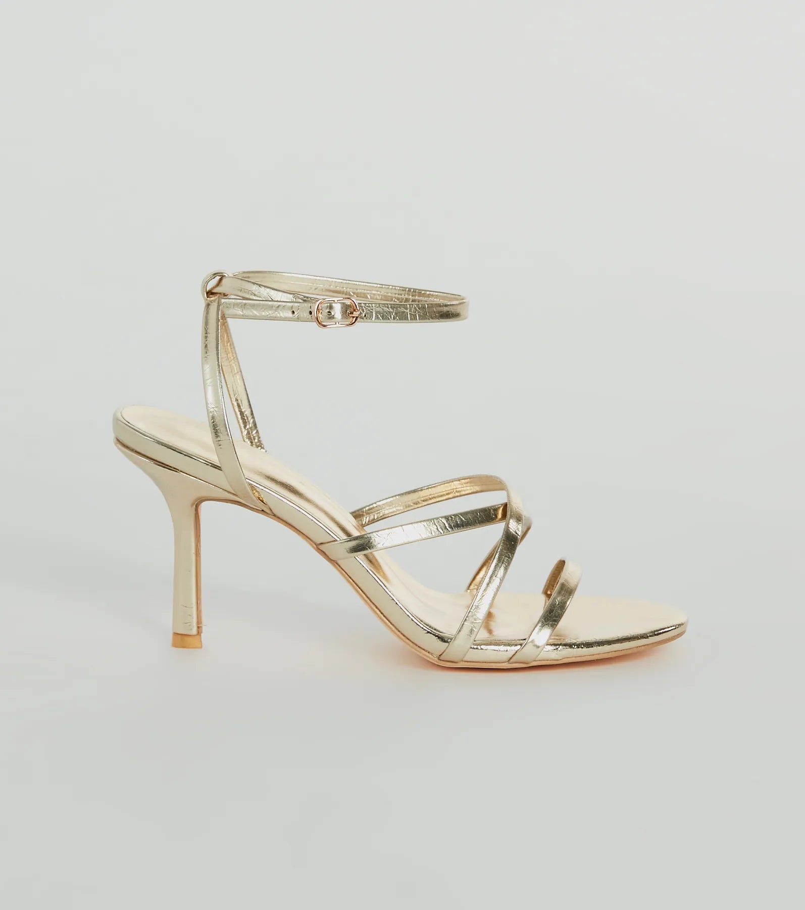 Ahead Of The Crowd Strappy Metallic Stiletto Heels - Image 2