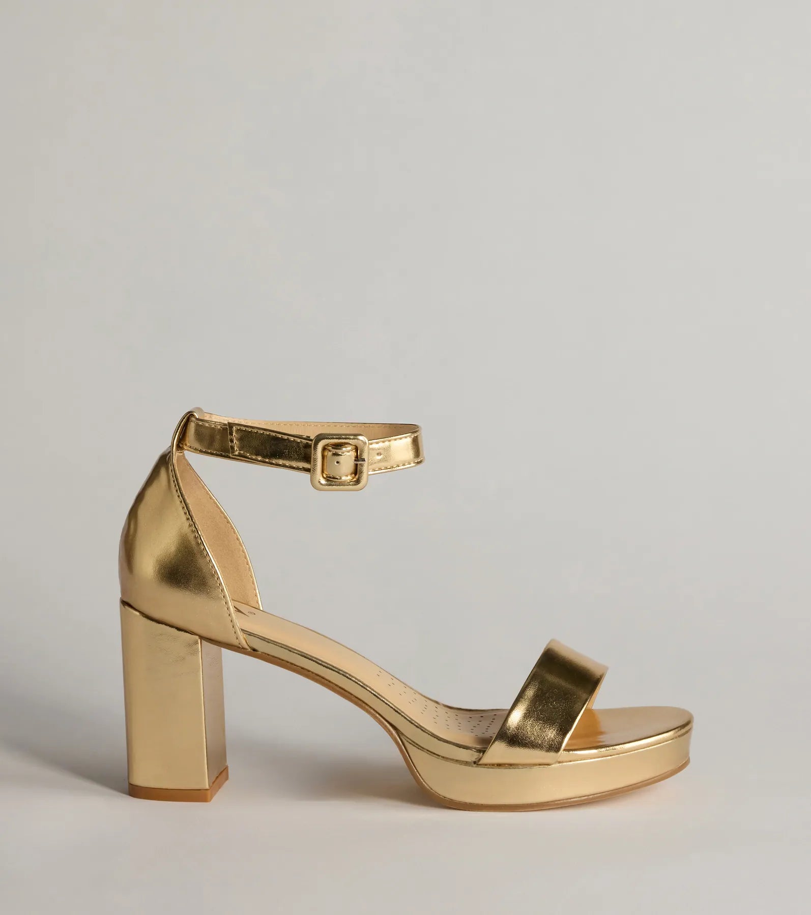 Bring The Shine Metallic Faux Leather Platform Heels - Image 2